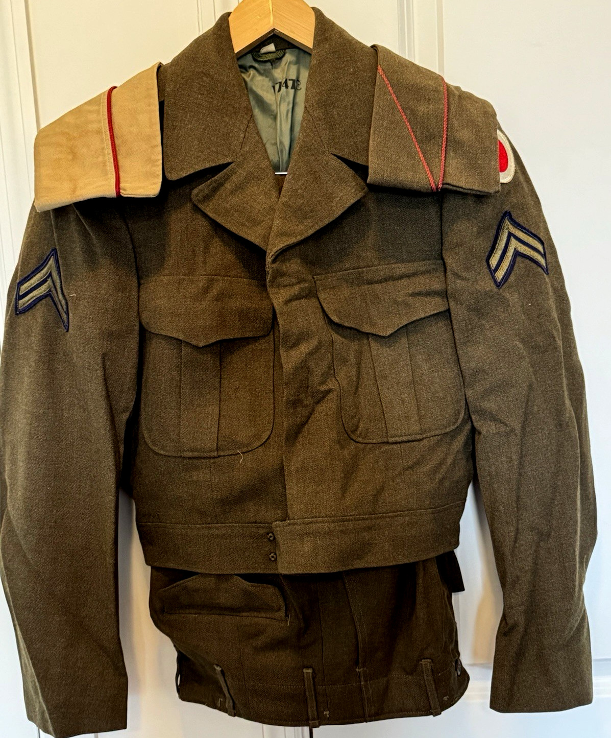 VTG. U.S. Army Ike Jacket, Pants & 2 Garrison Caps: 37th Infantry Division (38R)