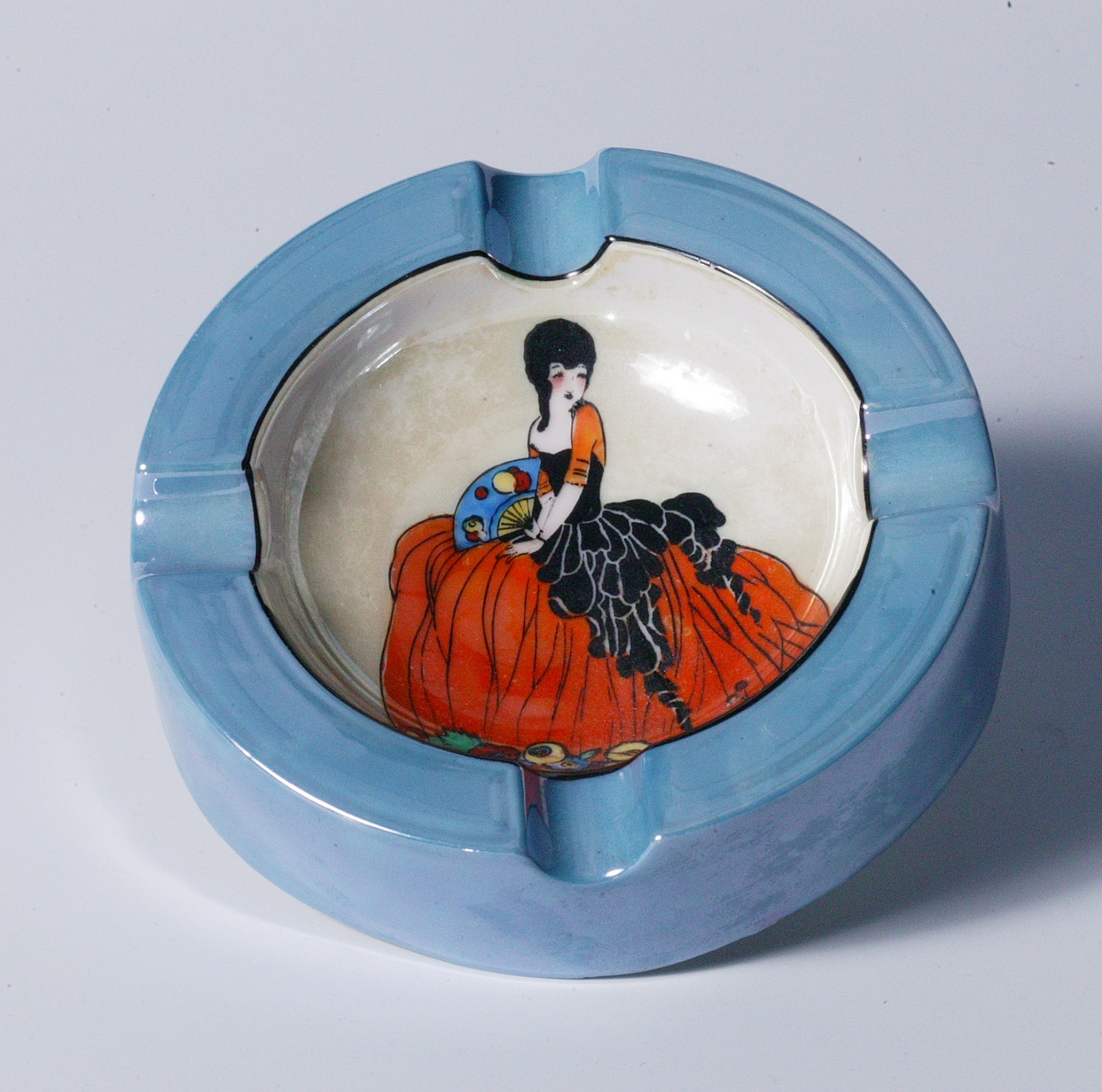 Noritake Deco - Vintage Lady Ashtray - Blue Luster - MINT 