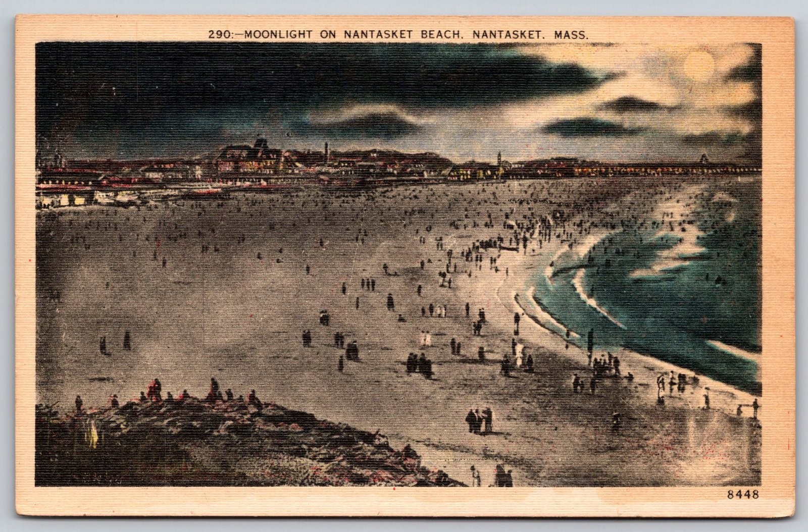 Moonlight on Nantasket Beach Nantasket Massachusetts Postcard PC285