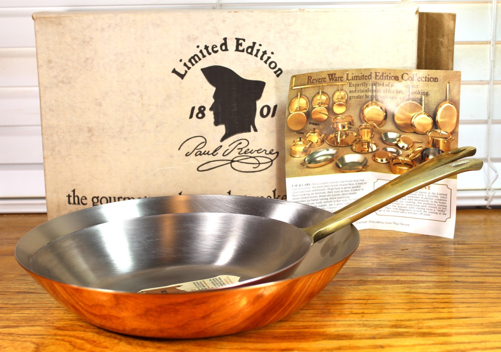 NIB Paul Revere Ware USA Solid Copper Pot Fry Pan Skillet 8 10 Set Bicentennial