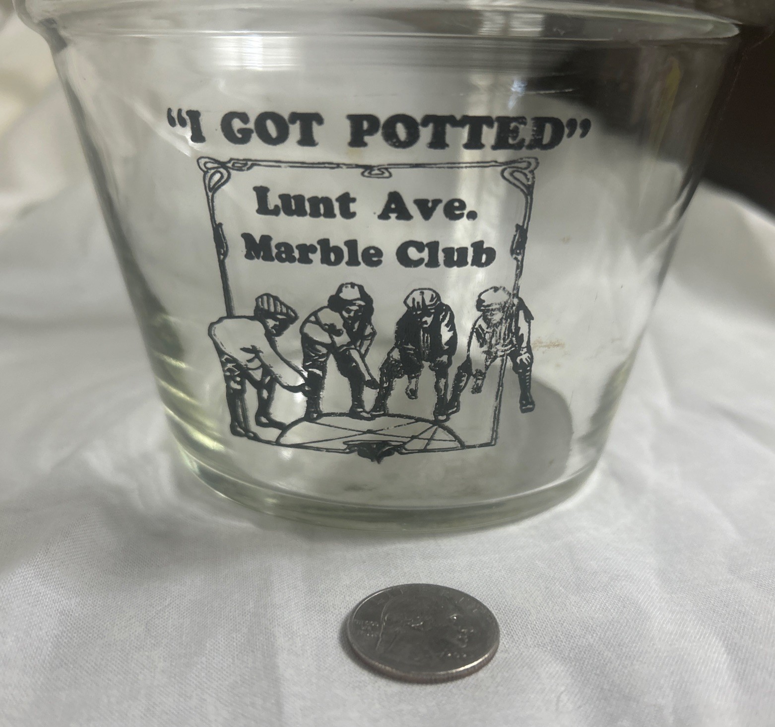 VINTAGE MARBLES COLLECTIBLE LUNT AVE MARBLE CLUB flower pot drink glass