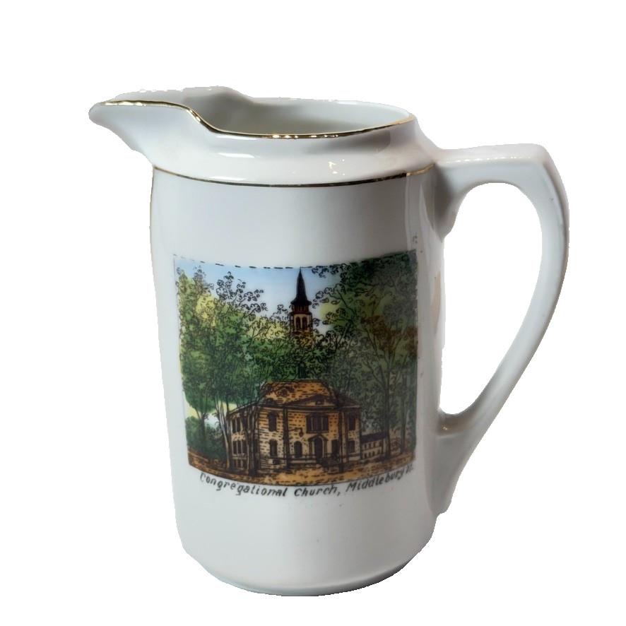 MIDDLEBURY VT Church VERMONT ANTIQUE Souvenir China TRINKET CREAMER