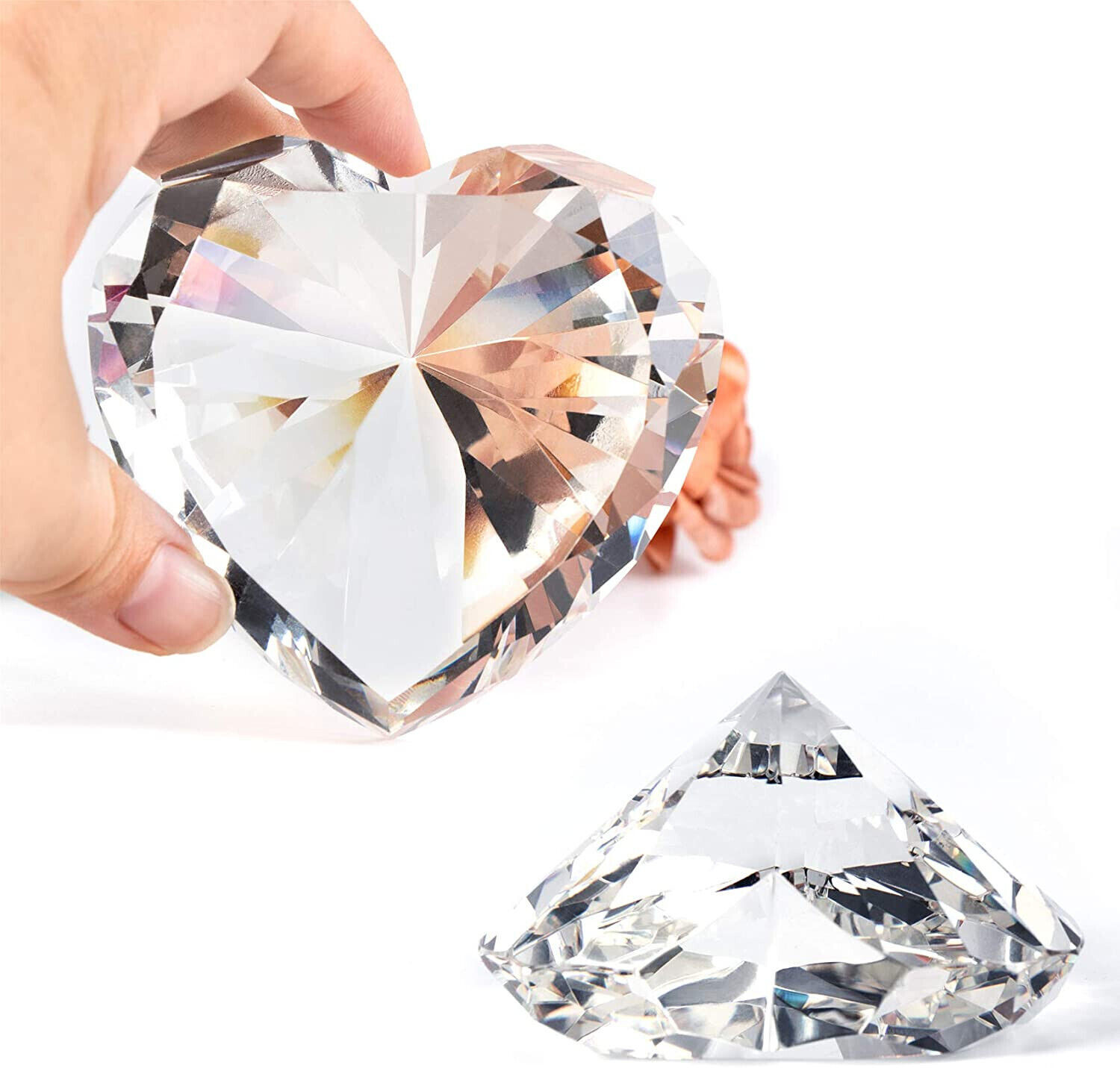 60MM Clear Crystal Diamond Heart Shape Glass Paperweight Valentine\'s Day Gift
