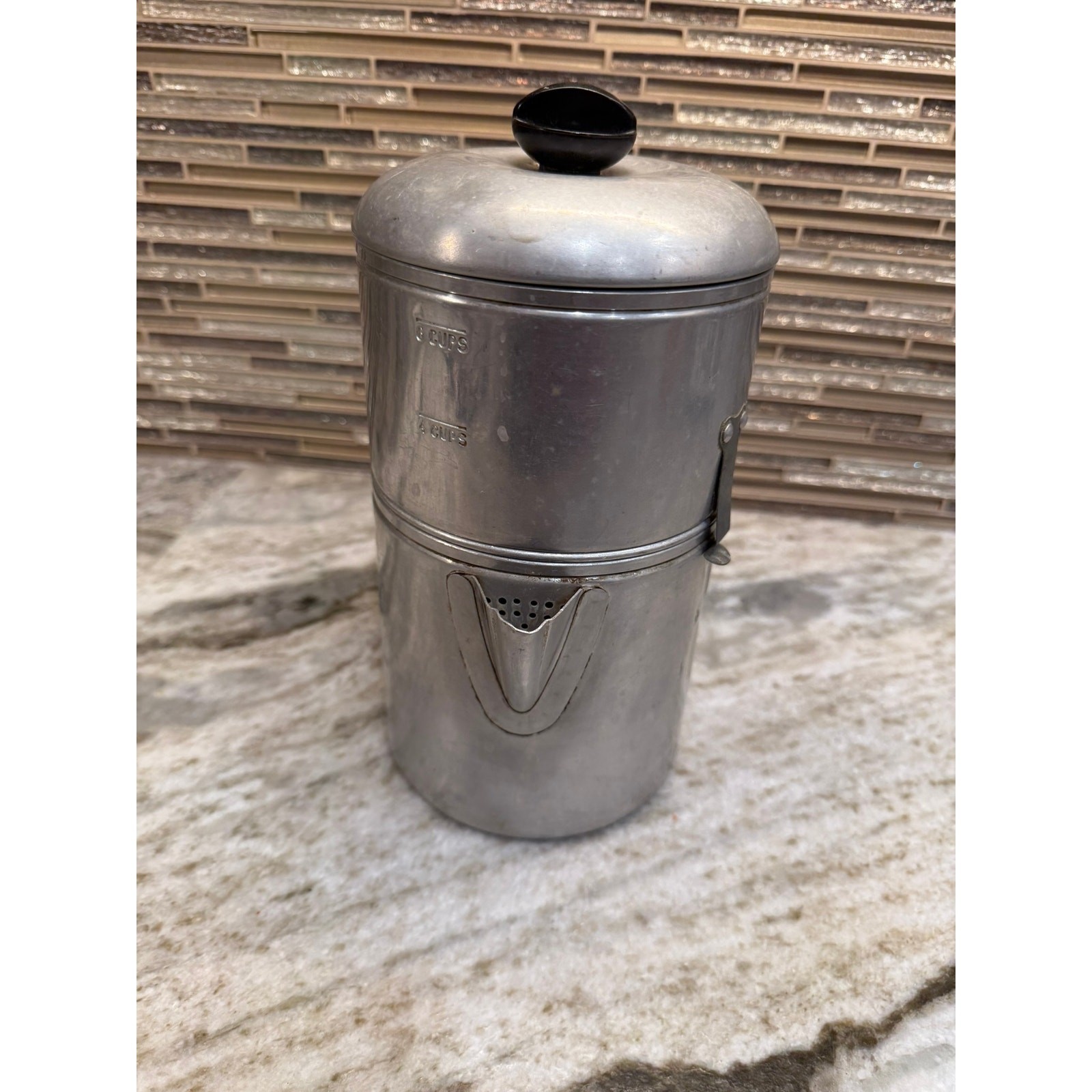 Vintage Drip-O-Lator Enterprise Aluminum Coffee Pot 4 6 Cup Massillon Ohio
