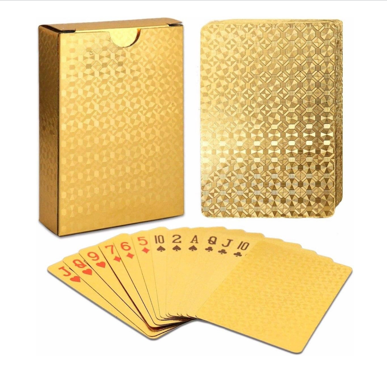 2 DECKS -- 24k Gold Foil Poker Playing Cards With Matching Box