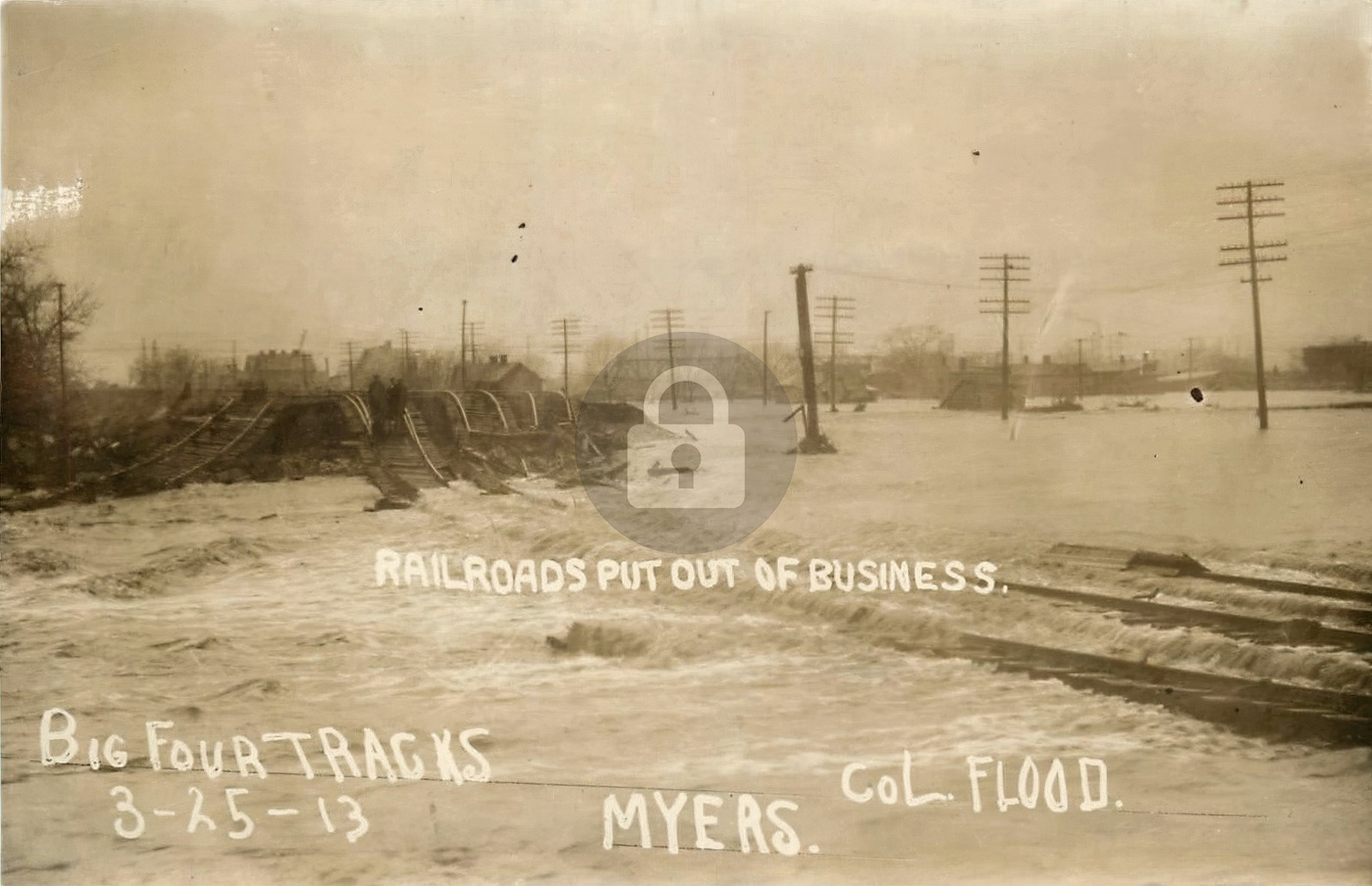 1913 Columbus Ohio Flood Big Four railroad occupation RPPC Photo Postcard COPY