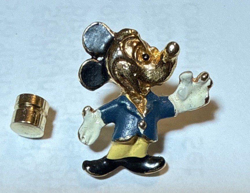 Vintage 60’s  Mickey Mouse Enamel Pin Gold Tone Blue Yellow Suit 1” Coro VGC