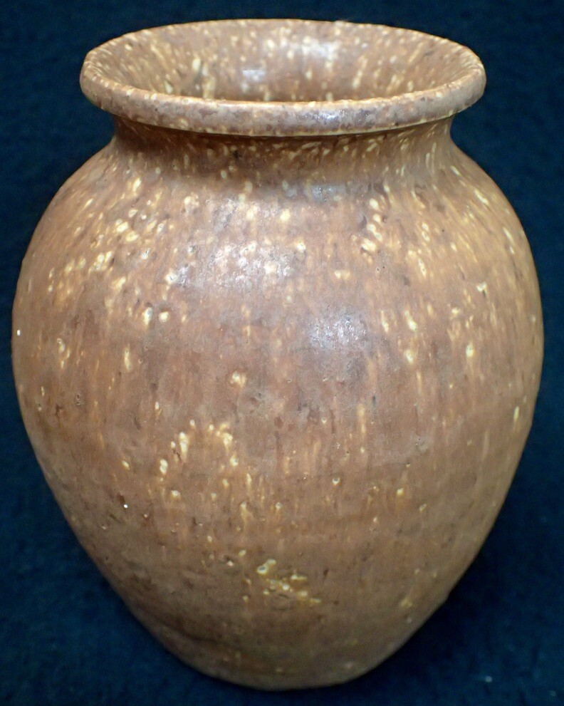 vintage brown speckled glaze handmade pottery vase 5 1/4\