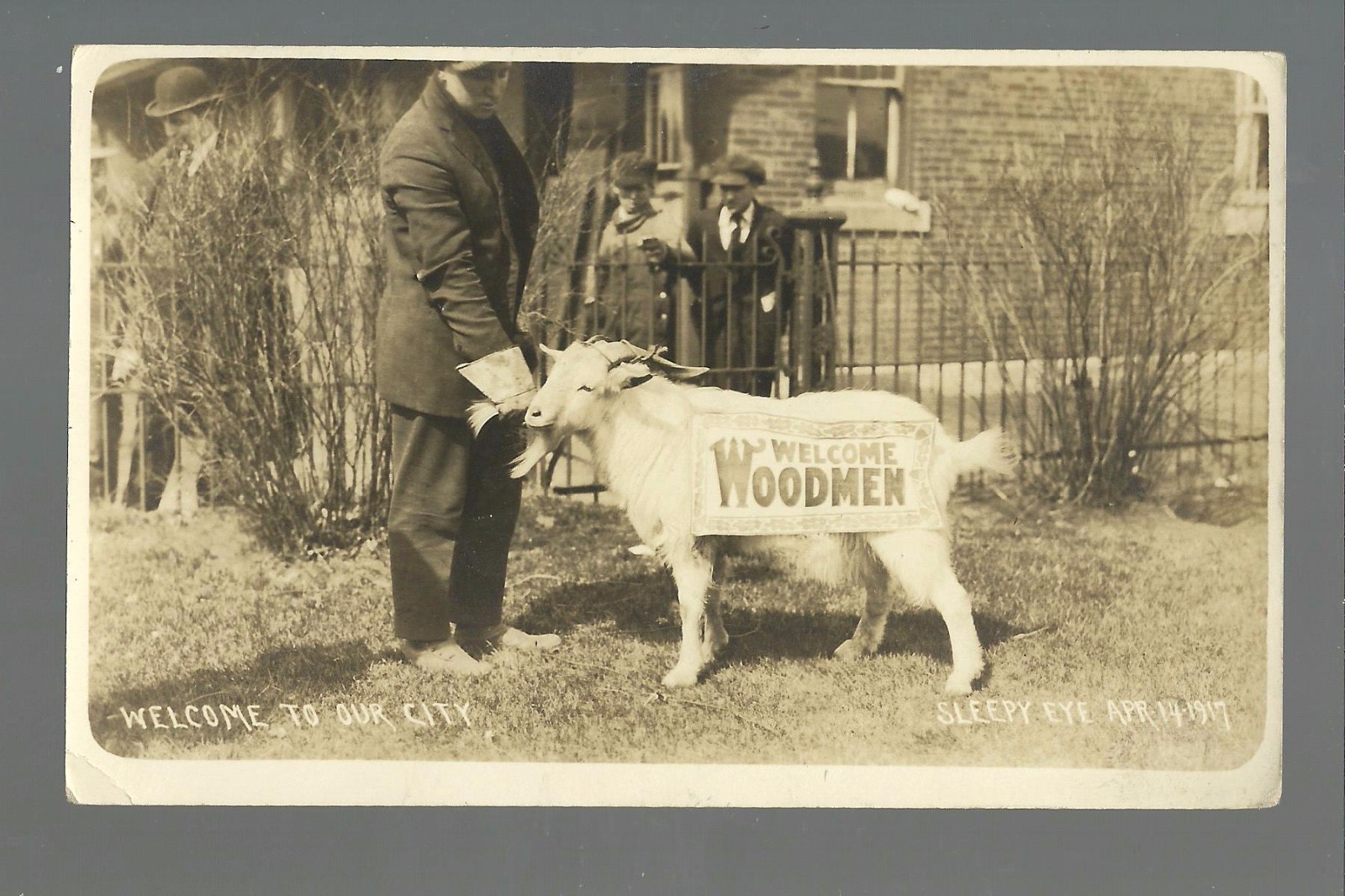 Sleepy Eye MINNESOTA RP 1917 M.W.A. WELCOME GOAT Modern Woodman nr New Ulm 