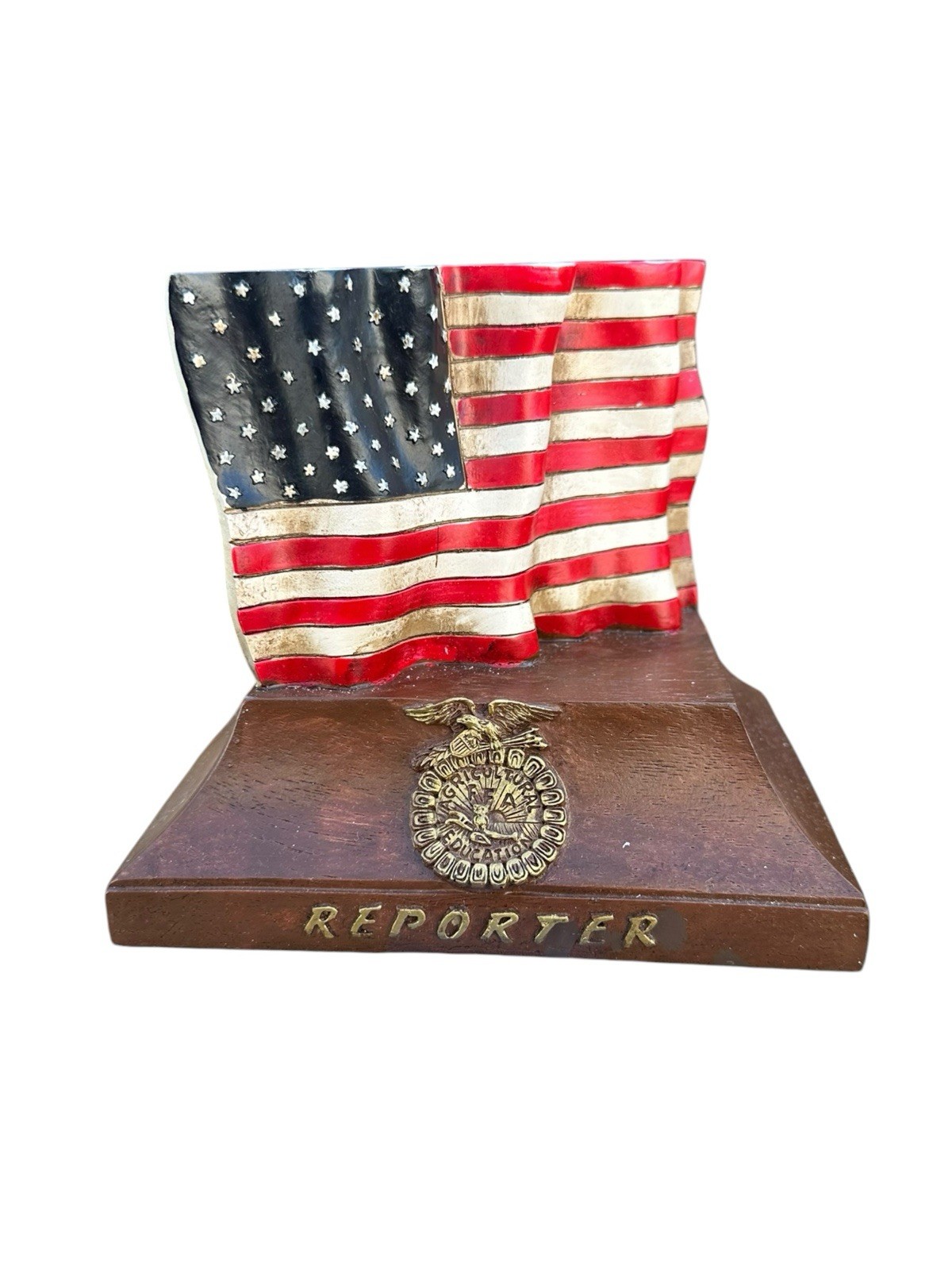 Rare Vintage FFA Reporter American Flag Statue National FFA Organization Display