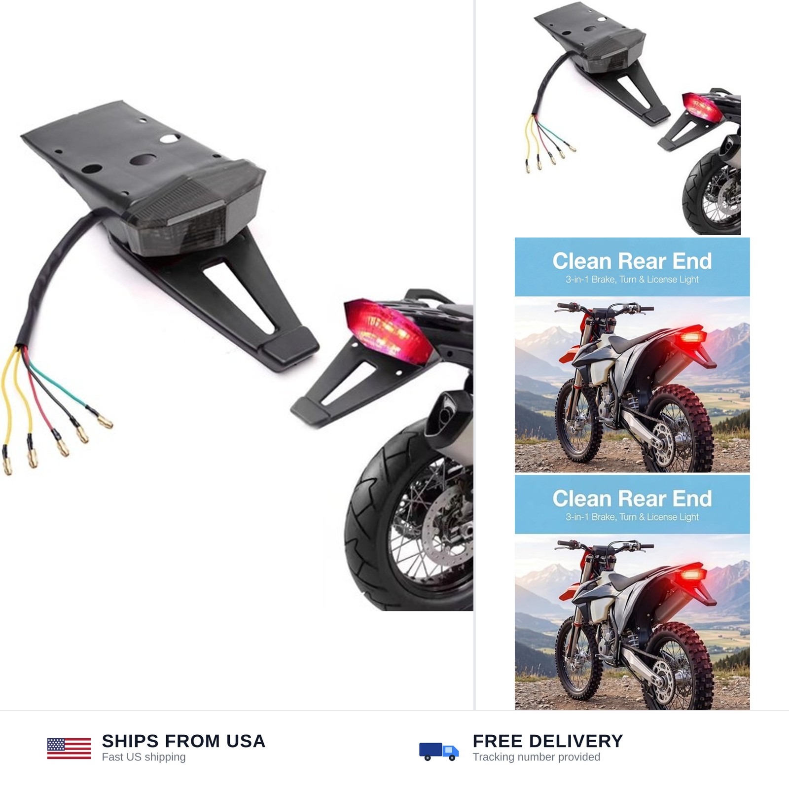 Integrated Motorcycle Tail Light LED Dirt Bike Brake Turn Signal Light 10 LED... Integrated Motorcycle Tail Light LED Dirt Bike Brake Turn Signal Light 10 LED...