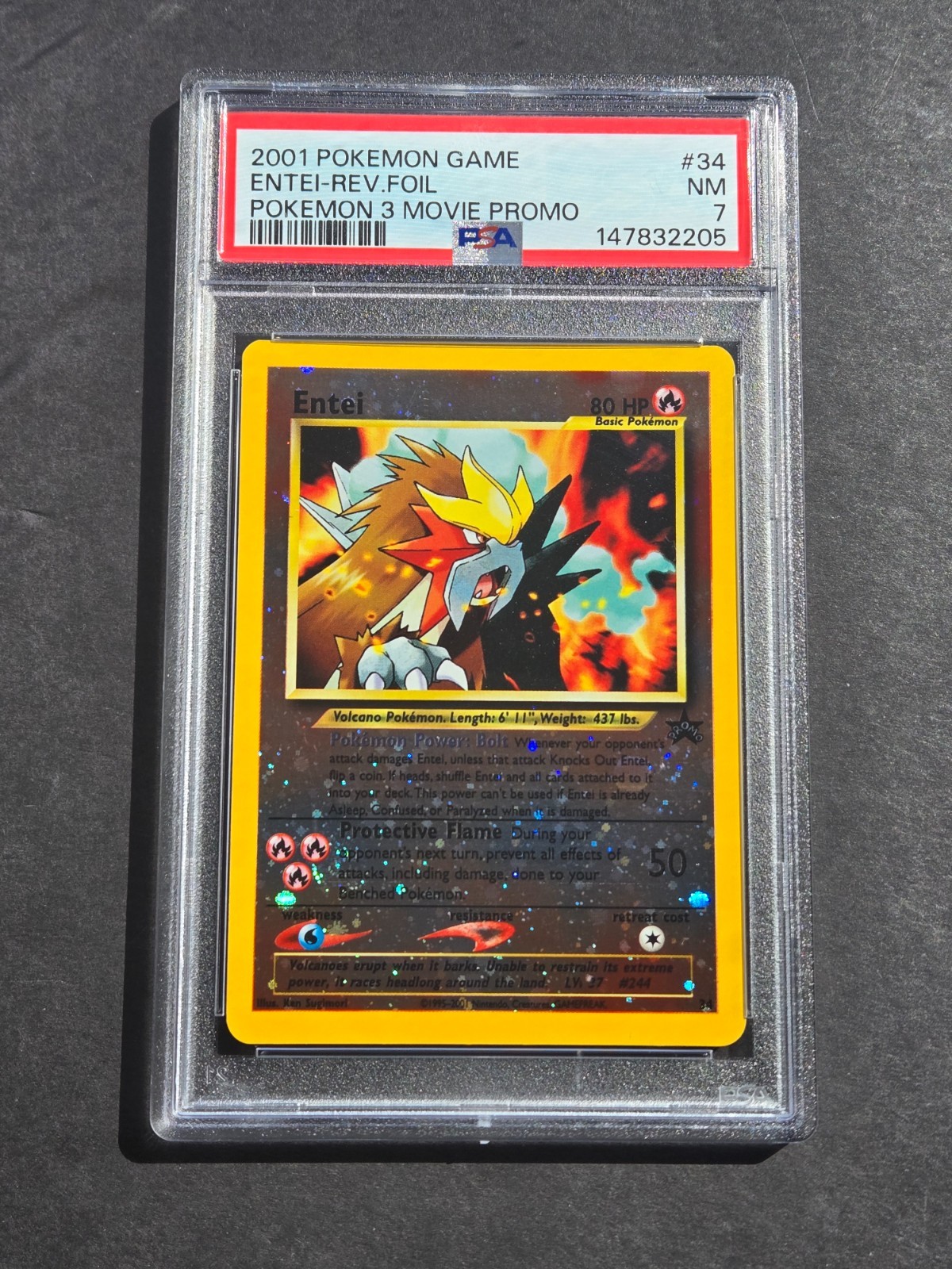 PSA 7 ENTEI 34 - 2001 POKEMON MOVIE REVERSE HOLO BLACK STAR PROMO - NEAR MINT