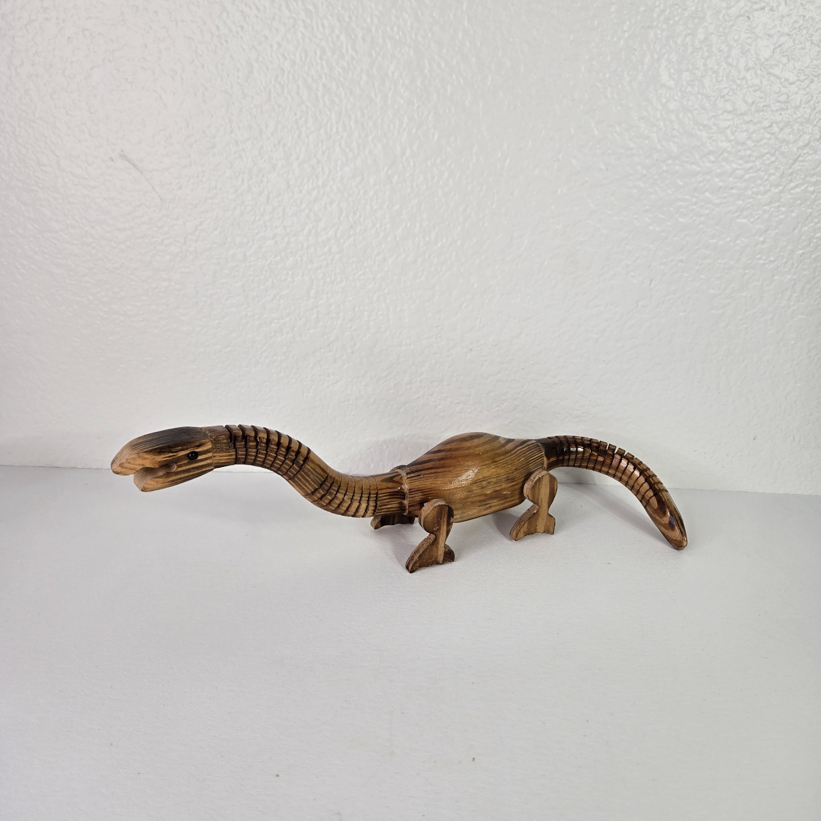 Articulated Flexible Wooden Dinosaur Brontosaurus Hand Carved Toy Figure Unique Articulated Flexible Wooden Dinosaur Brontosaurus Hand Carved Toy Figure Unique