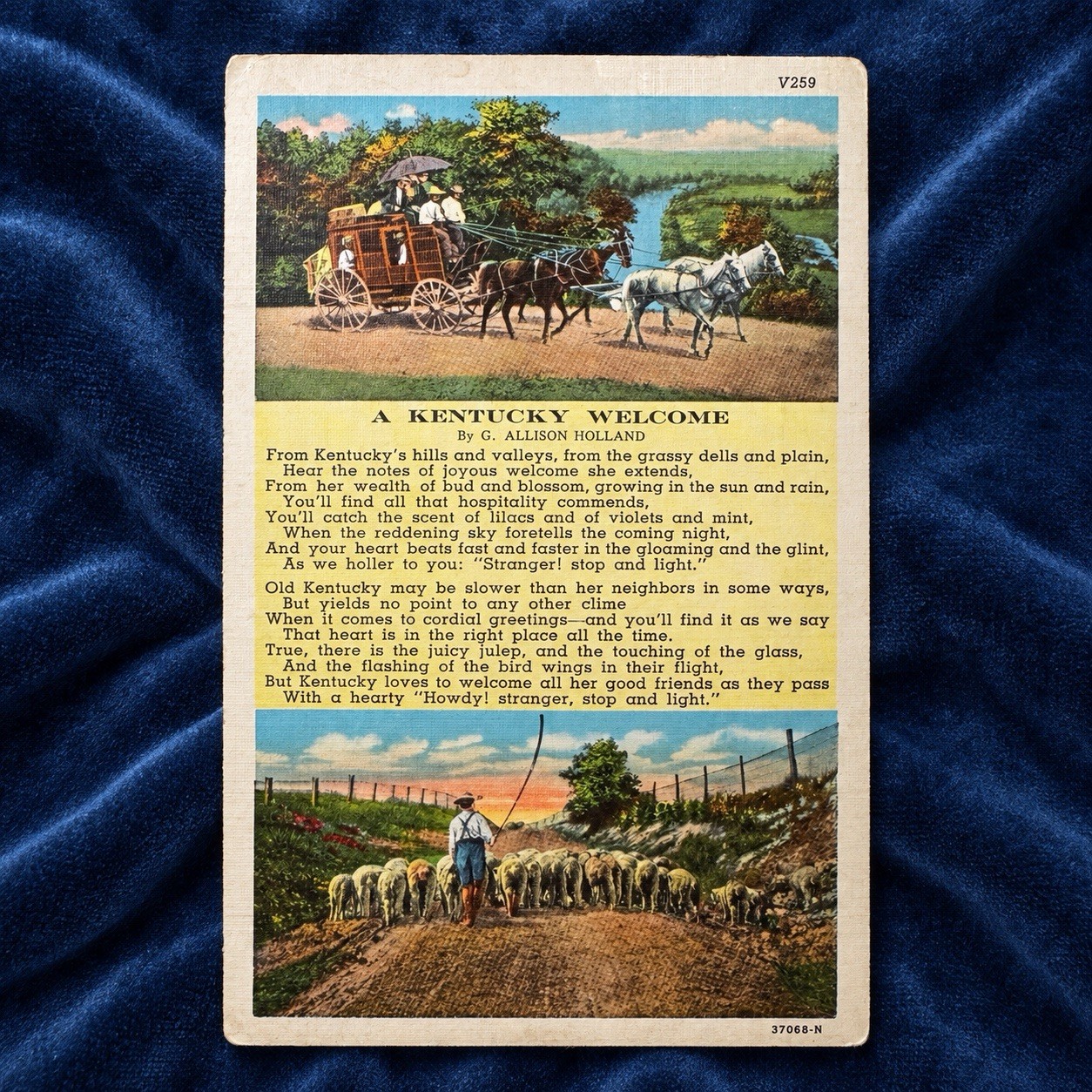 1943 A Kentucky Welcome Poem Postcard Louisville KY WWII War Savings Cancel