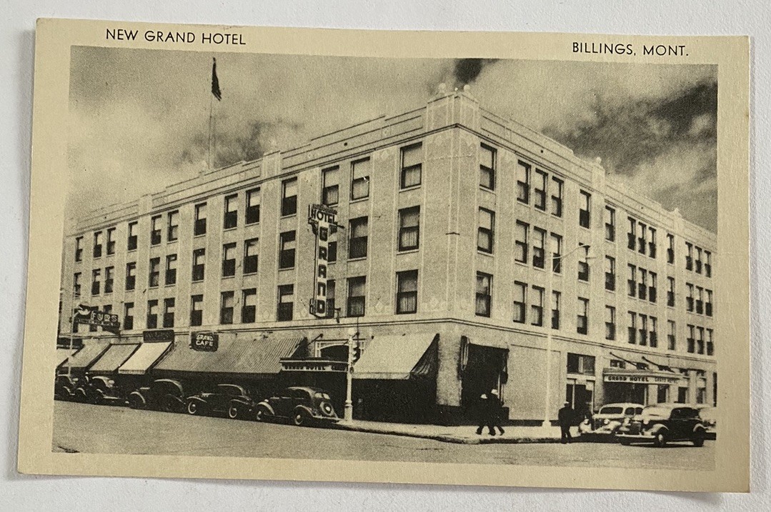 Vintage Postcard c1930s ~ The New Grand Hotel Street View ~ Billings Montana MT