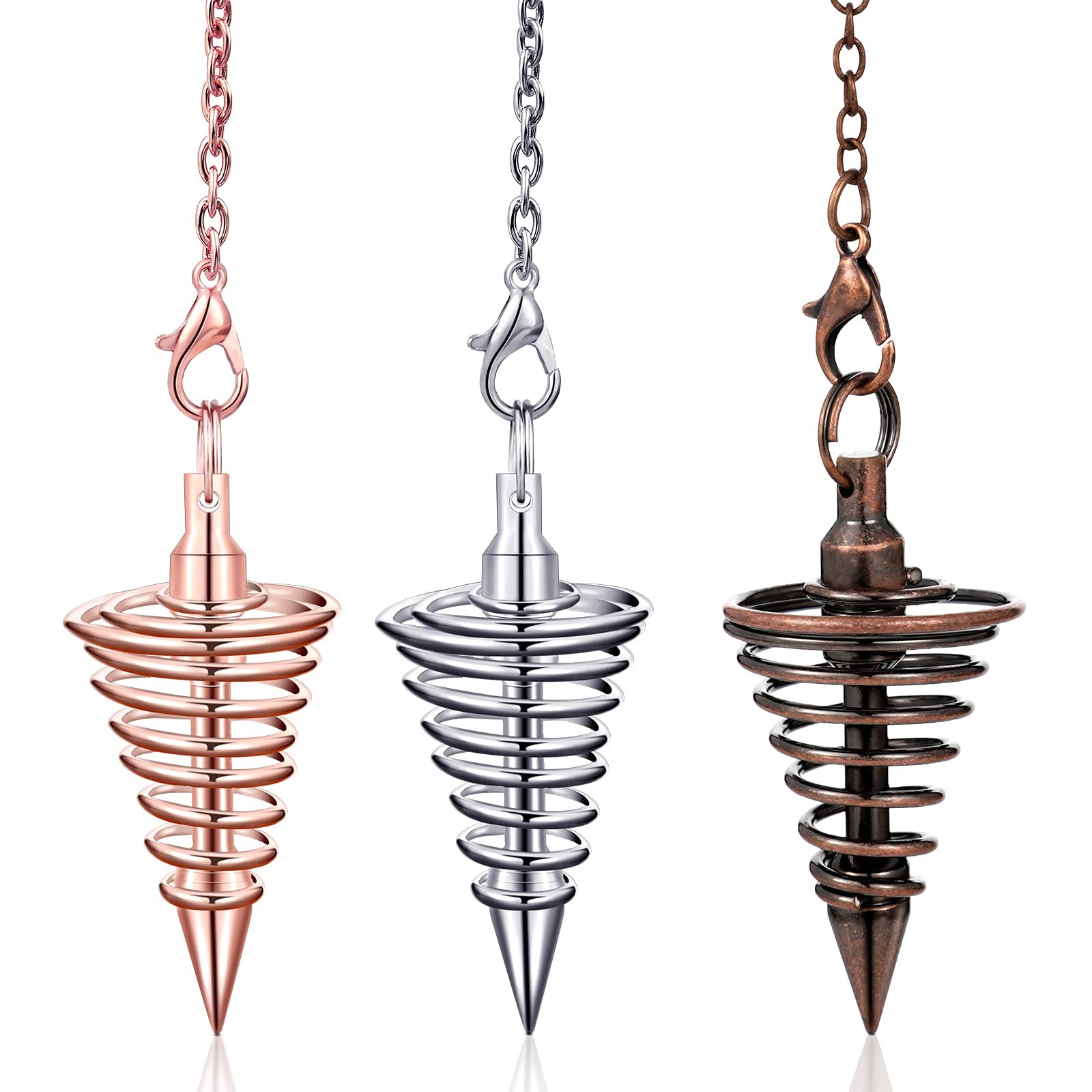 3 Pieces Copper Metal Dowsing Pendulum Divination Dower Reiki Healing Pendulum C