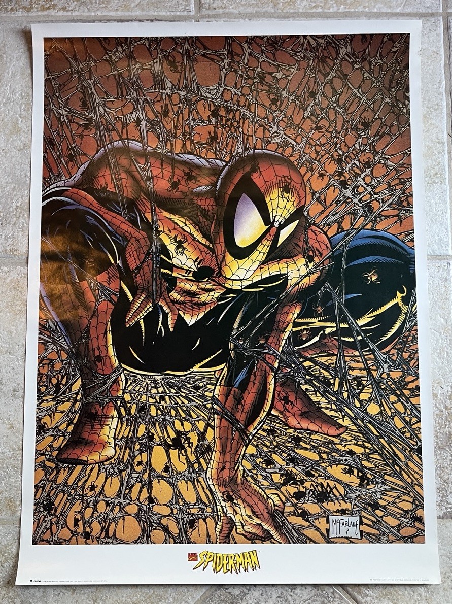 Vintage Spider-Man Poster, Todd McFarlane, Marvel 1995 25x35 UK IMPORT RARE