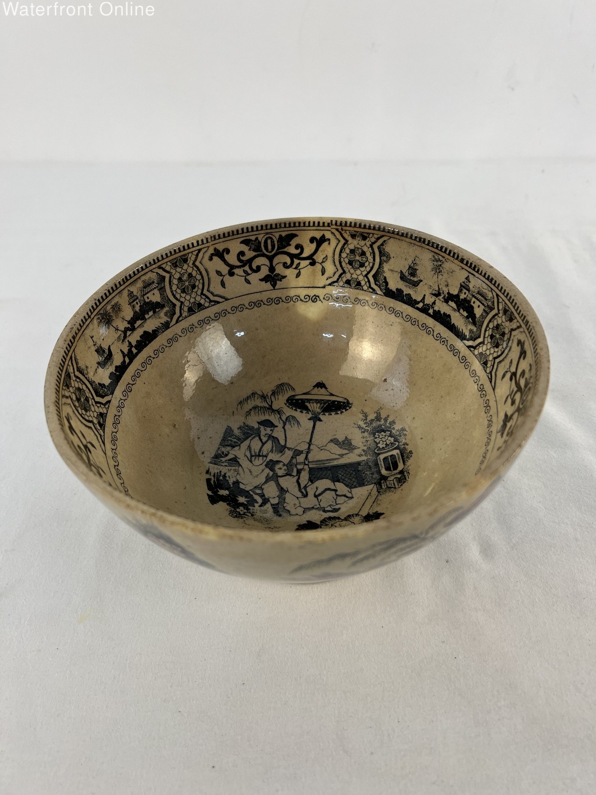 Antique Petrus Regout Maastricht Pajong Bowl Dutch Chinoiserie Transferware 8\