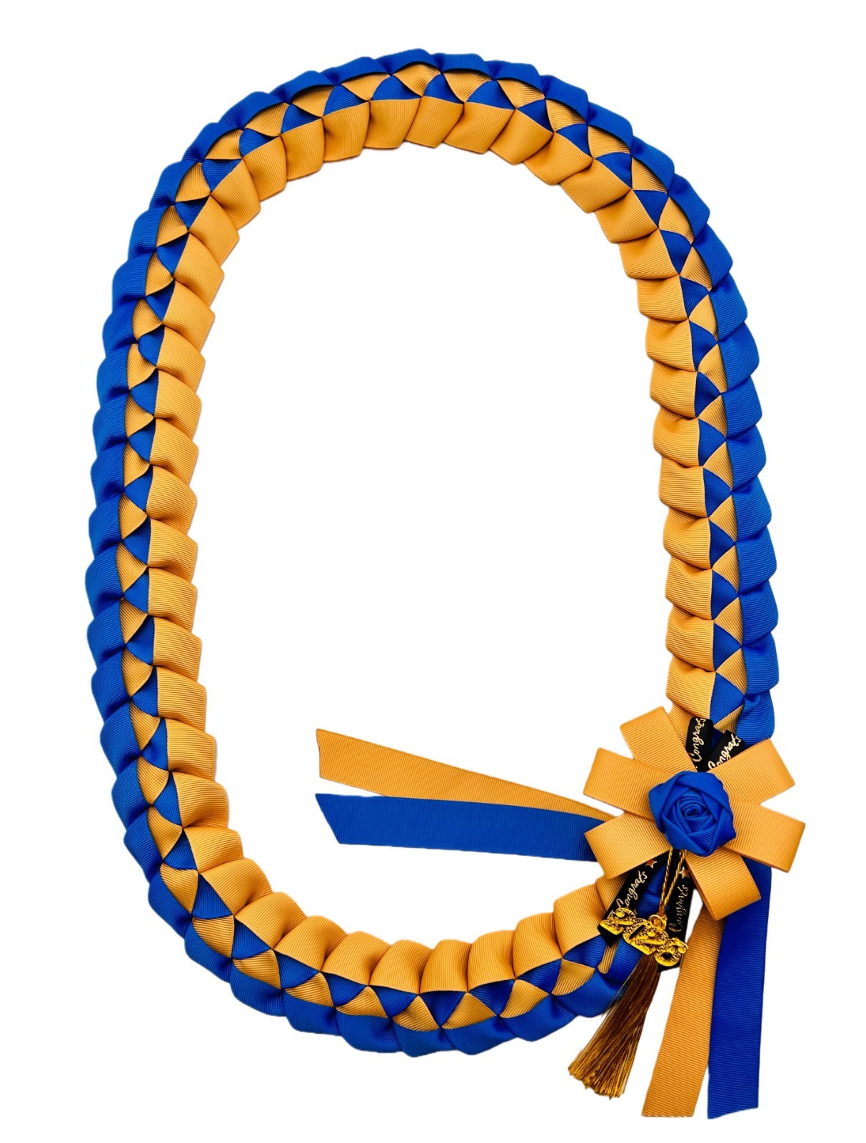 IndieCraft Grosgrain 2026 Ribbon Graduation Leis-Royal blue & Old gold IndieCraft Grosgrain 2026 Ribbon Graduation Leis-Royal blue & Old gold