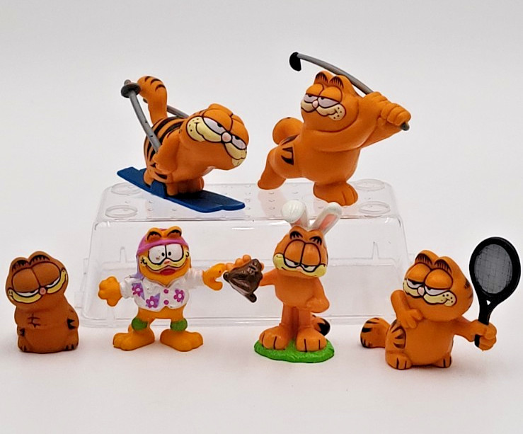 6 vtg Garfield Figs Applause, Enesco Tennis, Skiing, Golf, Easter Bunny, Skating
