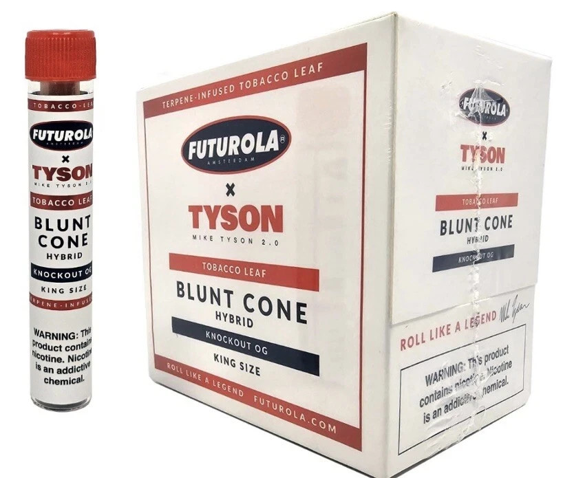 Futurola Mike Tyson Blunt Cones Hybrid Knockout OG King Size 12 Tubes box Futurola Mike Tyson Blunt Cones Hybrid Knockout OG King Size 12 Tubes box