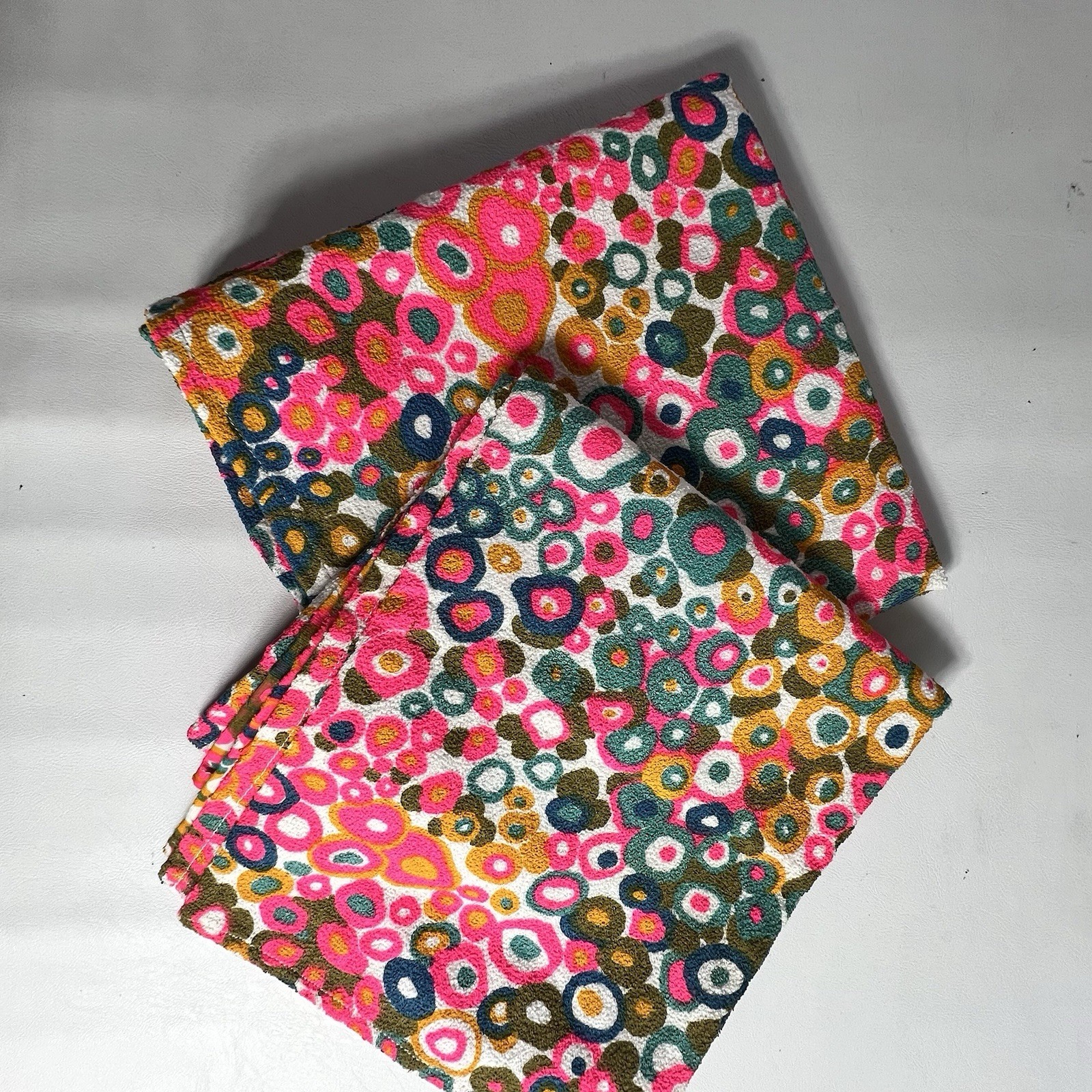 Vintage 70s MCM 2 Kitchen Hand Tea Dish Towel Flower Power Hippie Hand Made Ook