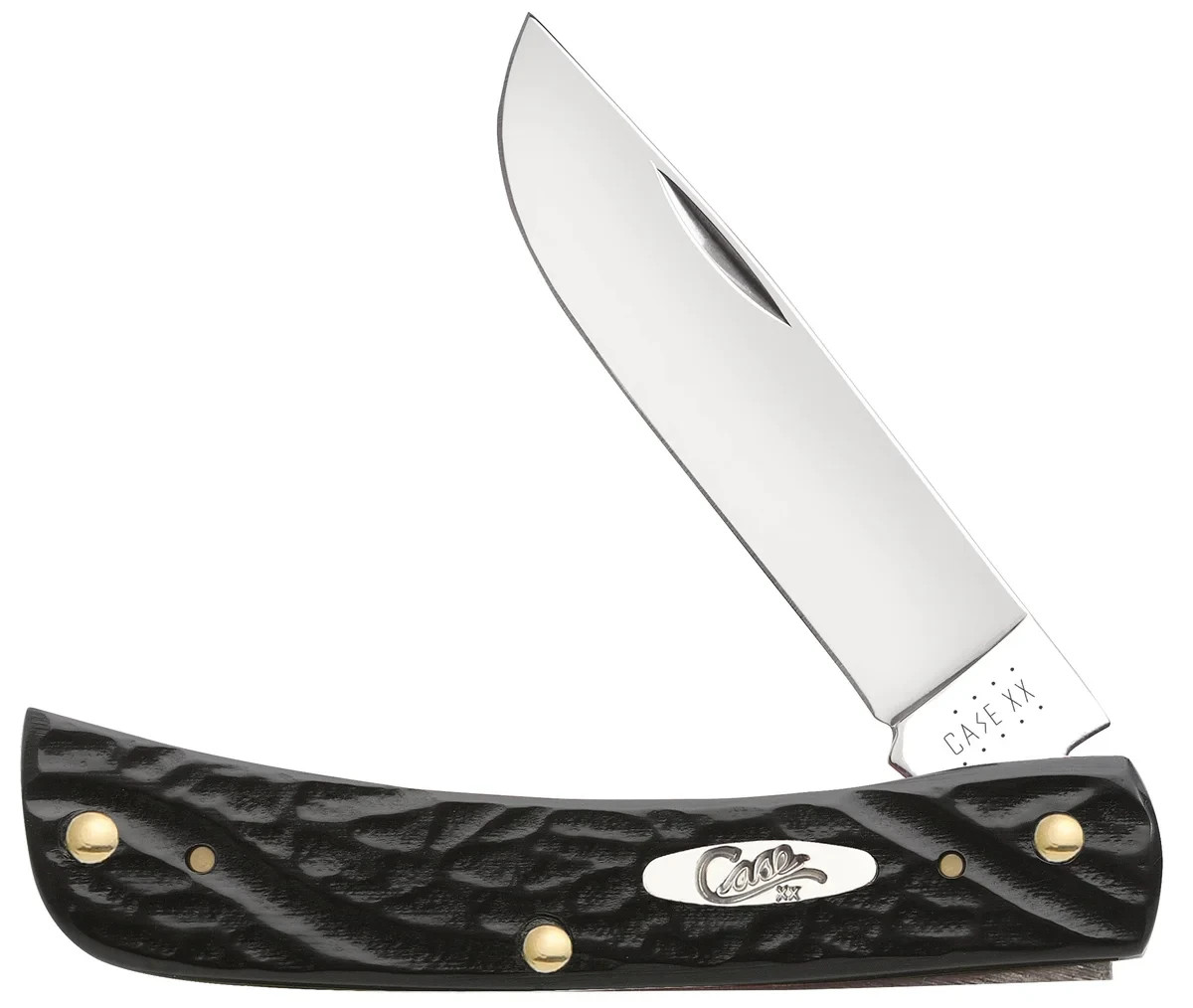 CASE XX KNIFE- SOD BUSTER Jr. - ROUGH BLACK  #18229 - S/STEEL BLADE - 3 5/8