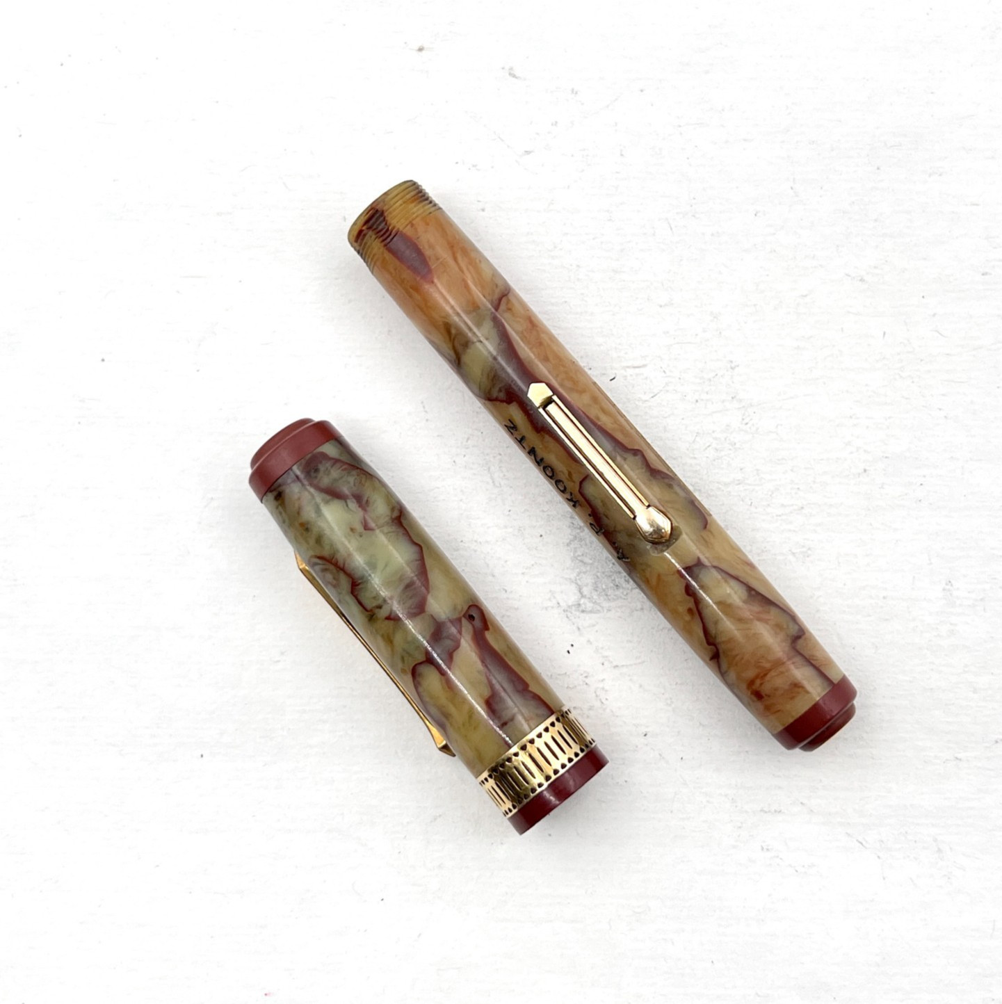 VTG Waterman Patrician Lever Fountain Pen Onyx Inscribed Cap & Barrel ONLY