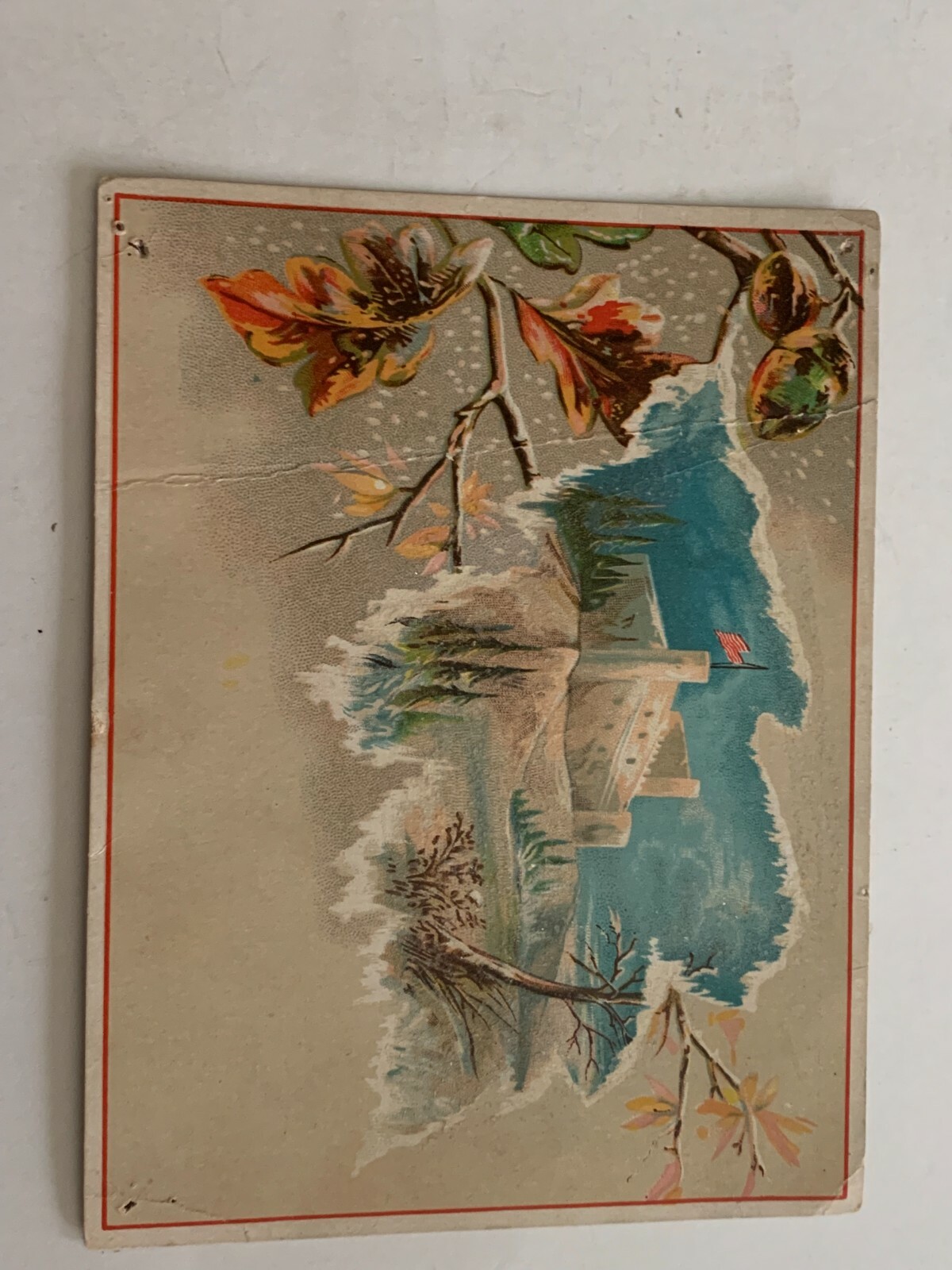 Vintage c.1910 School Reward Teacher Card Castle