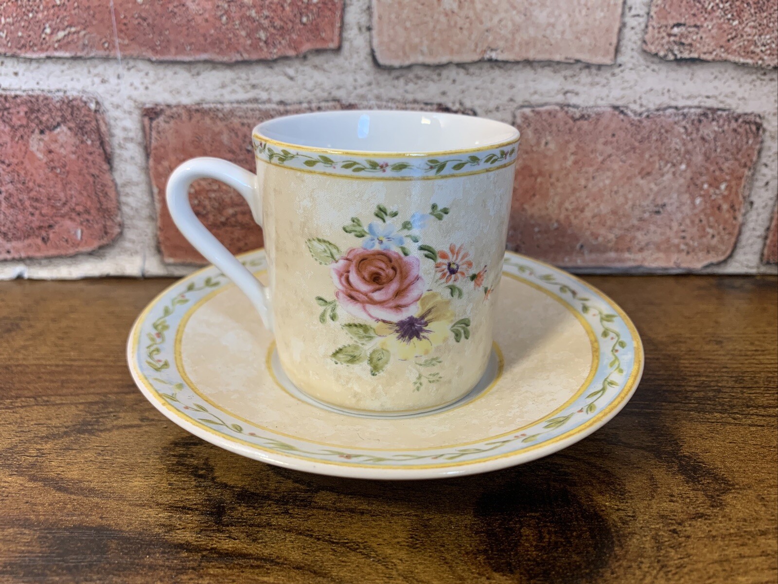 American Atelier French Floral Roses Porcelain Coffee Tea Cup Mug Saucer 5024