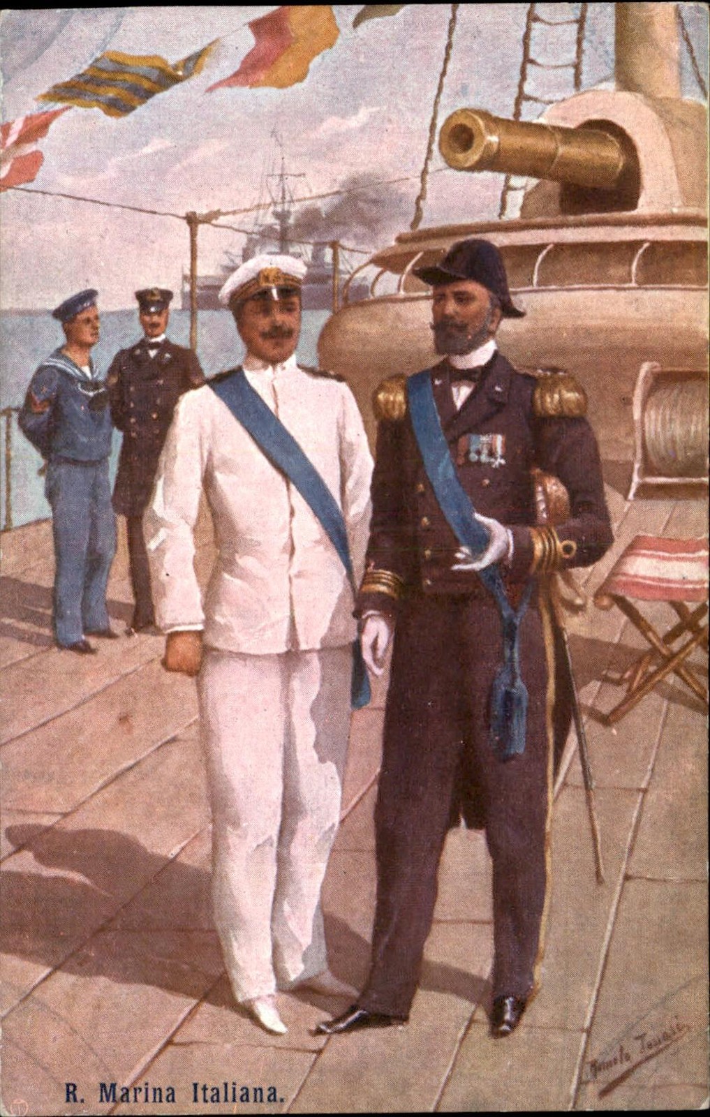 Italian naval officers Military c1900s-10s Vintage Postcard