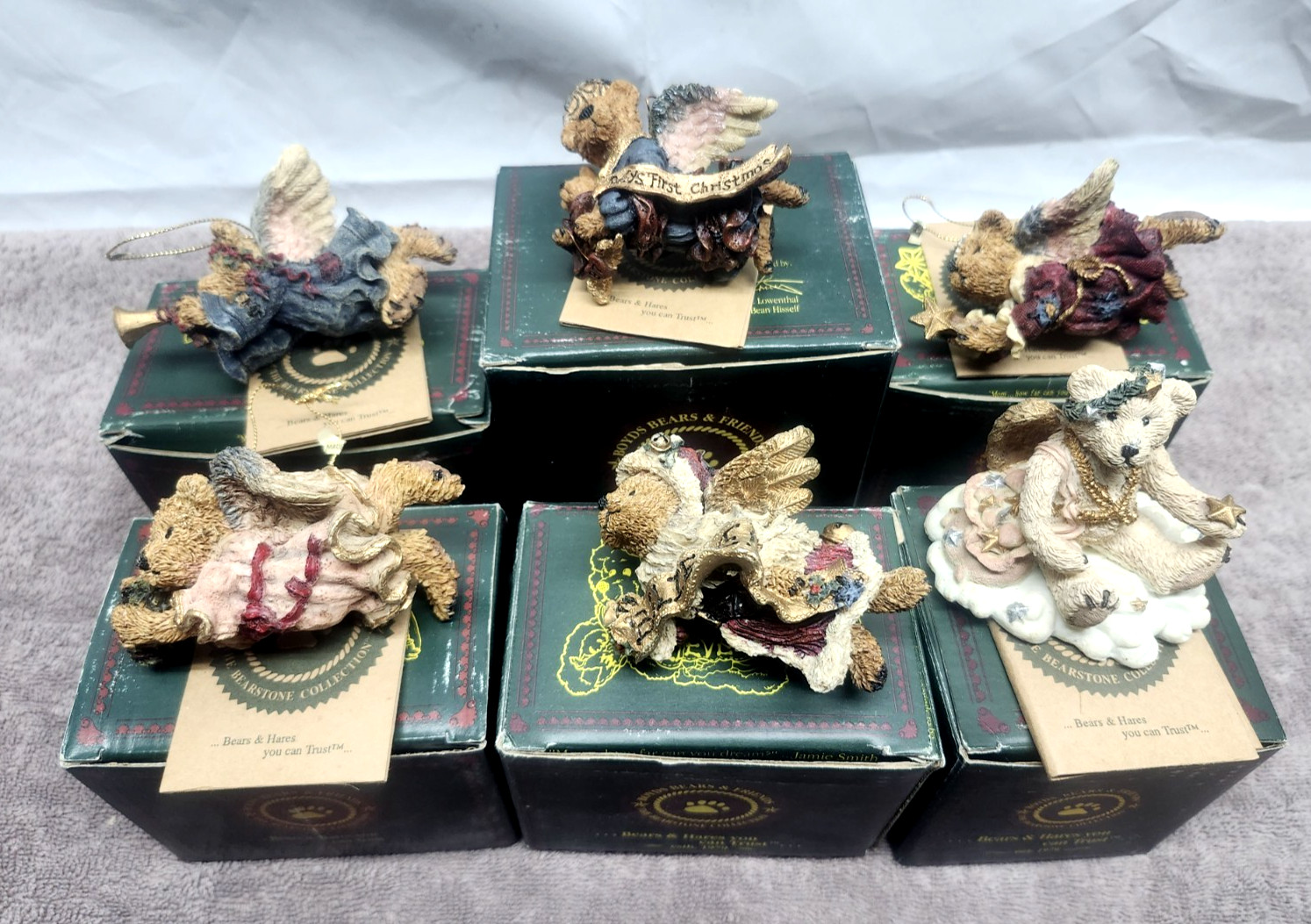Boyds Bears Angel Ornaments and Figure Lot of 6 w Boxes 1990\'s Retired Christmas Boyds Bears Angel Ornaments and Figure Lot of 6 w Boxes 1990\'s Retired Christmas