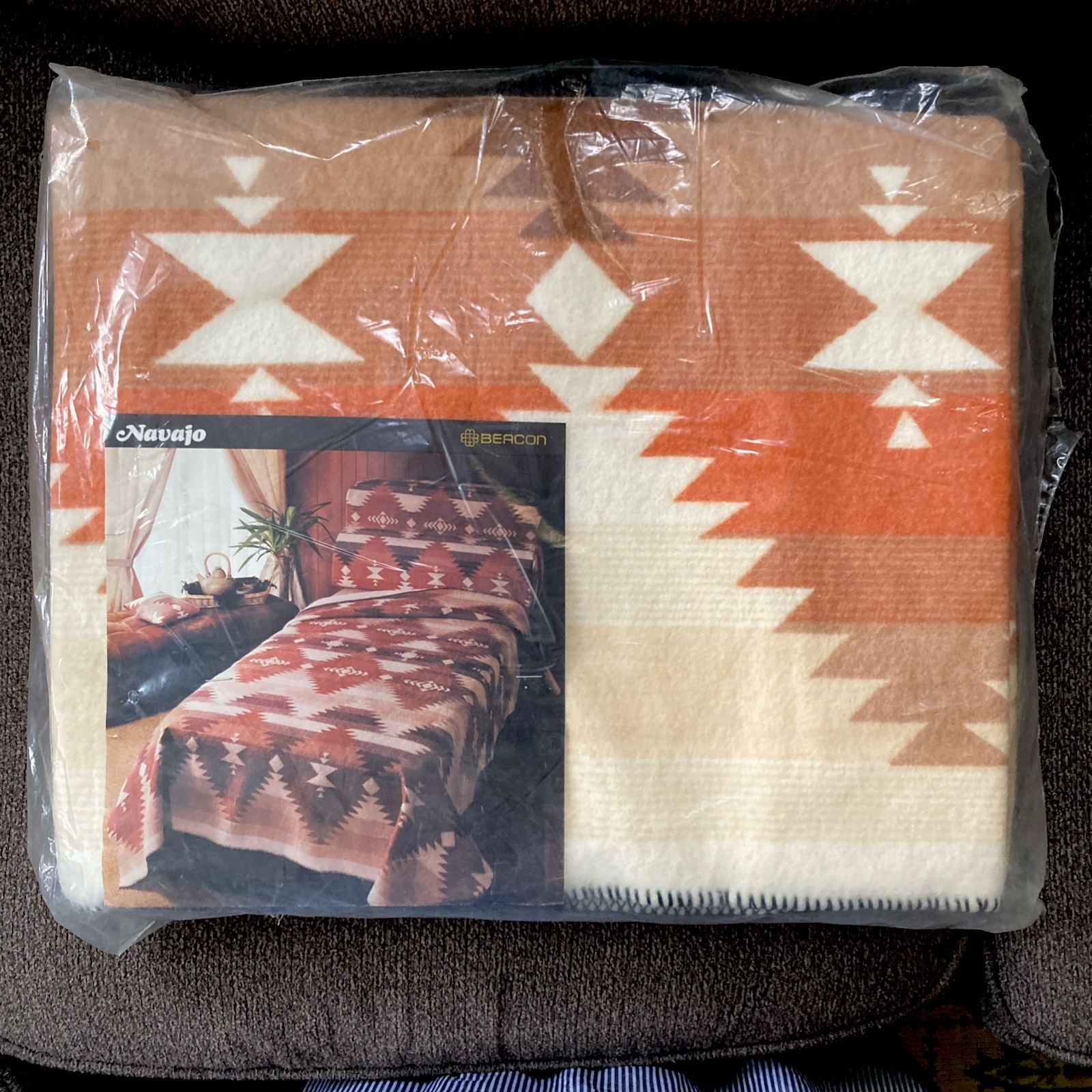 Vintage Beacon Camp Navajo Blanket Aztec Western Style Size Twin Full 72 x 90 In