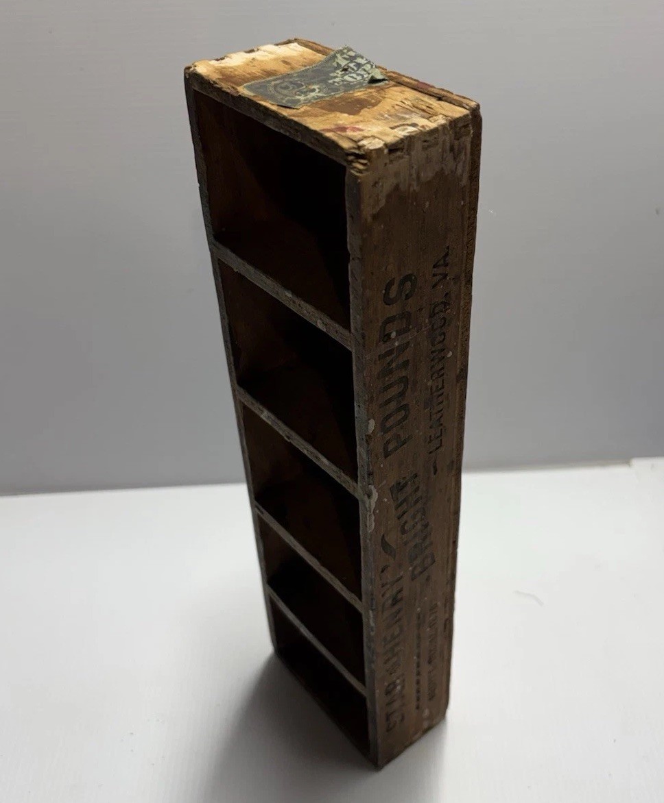 Antique Star of Henry Tobacco Wood Box Brown Original Dec 4 1876 Leatherwood VA