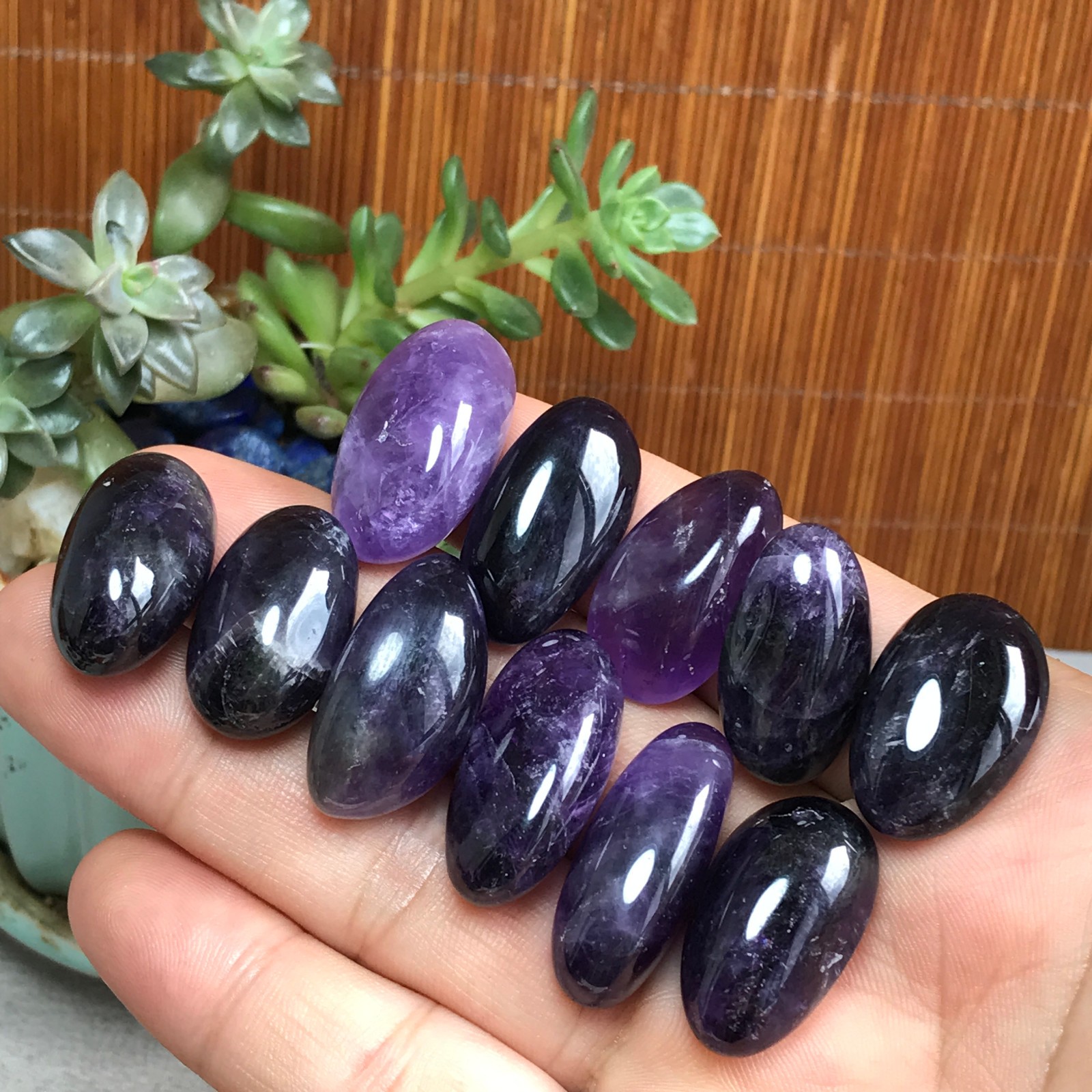 11pcs Natural Dreamy amethyst Crystal gemstone Polish Mineral Specimen 80g A7629