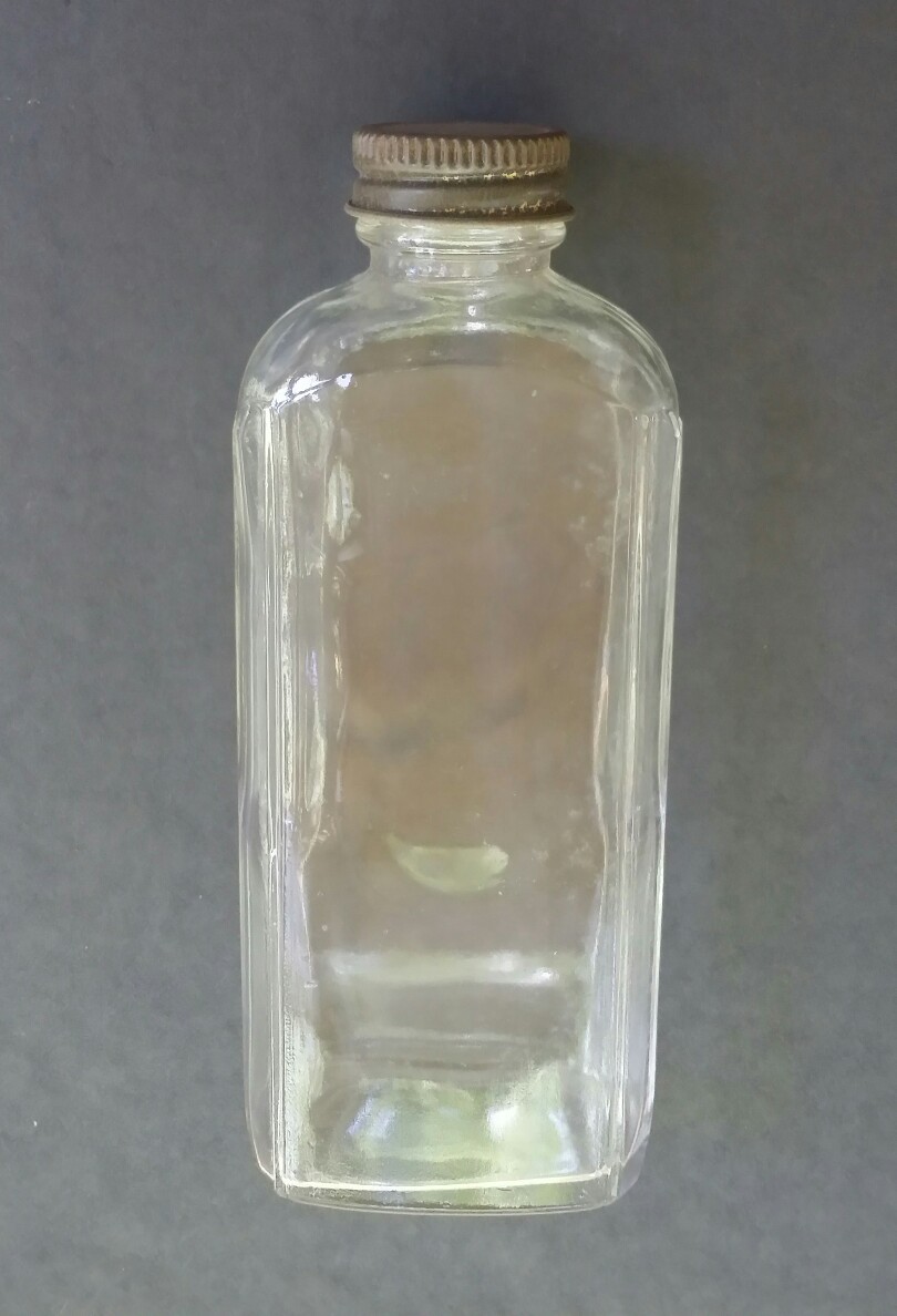 VINTAGE 1940\'S CLEAR GLASS MEDICINE BOTTLE MADE BY GLASS CONTAINERS OF CALIF