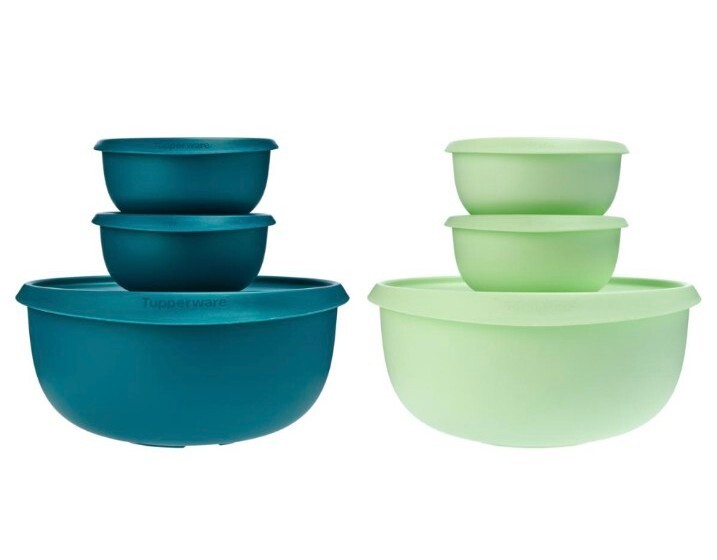 Tupperware 12-piece Blossom Lid Serve & Store Bowl Set-Green-NEW