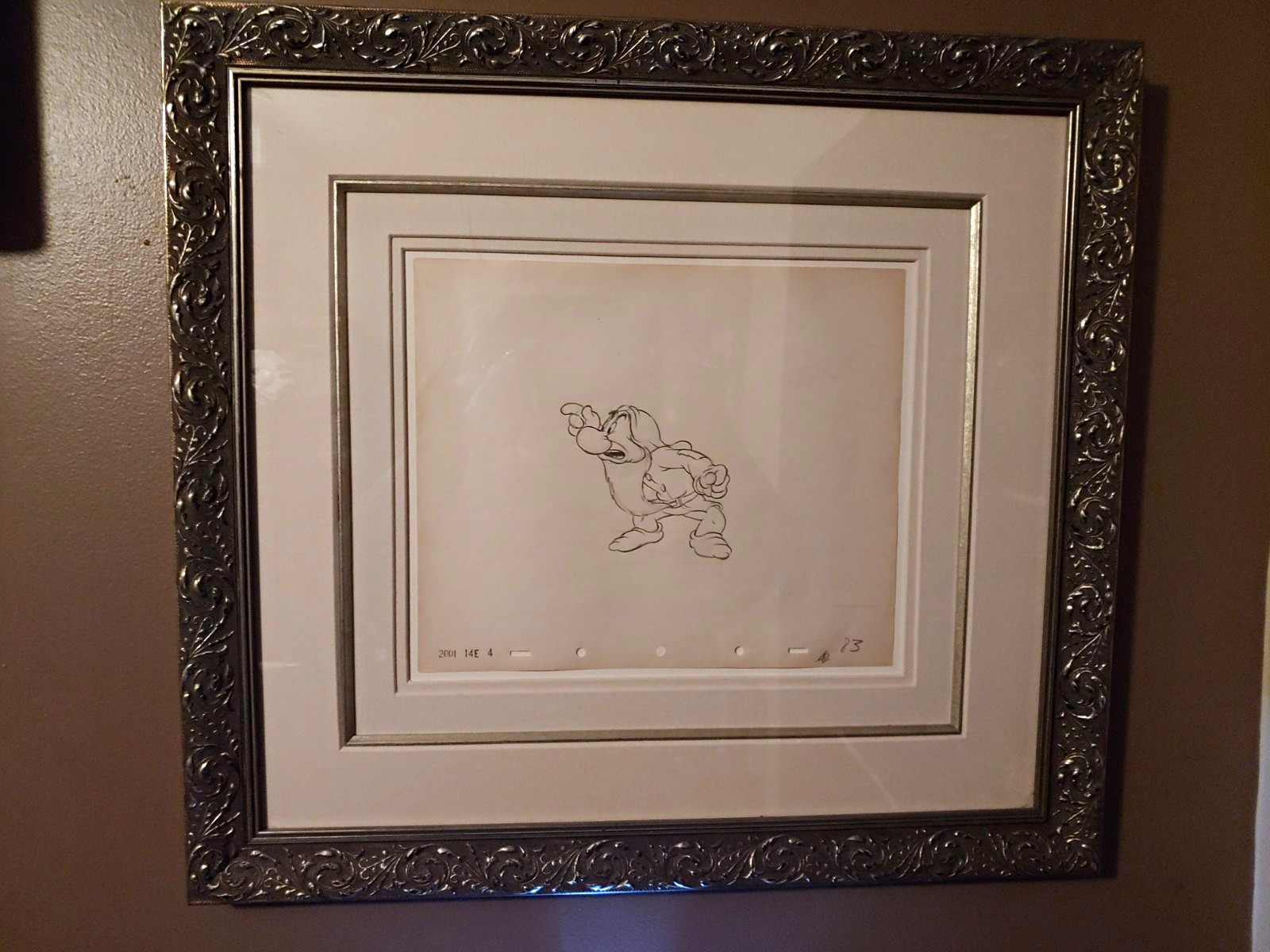 Great American Ink Disney Snow White Grumpy Production Drawing Framed Matted COA