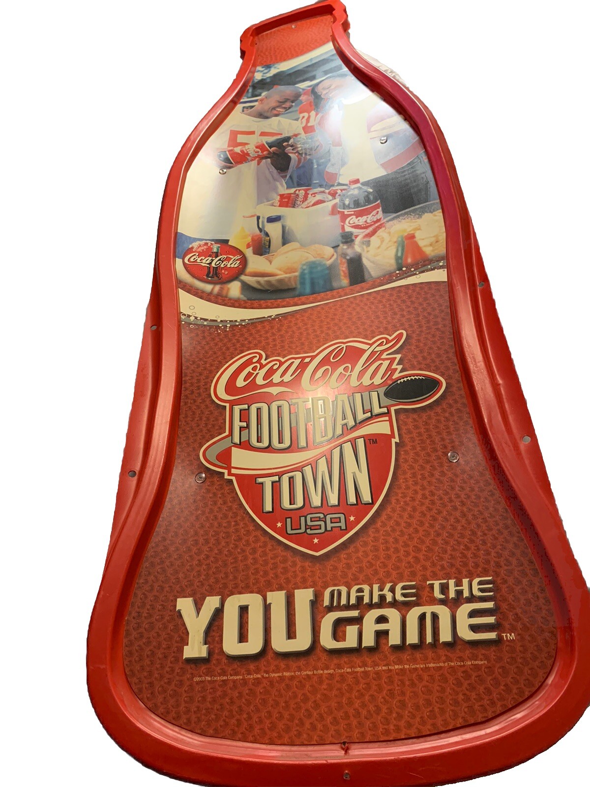 Vtg Coca Cola Football Town USA Plastic Sign 2003 You Make The Game 5’10” Rare
