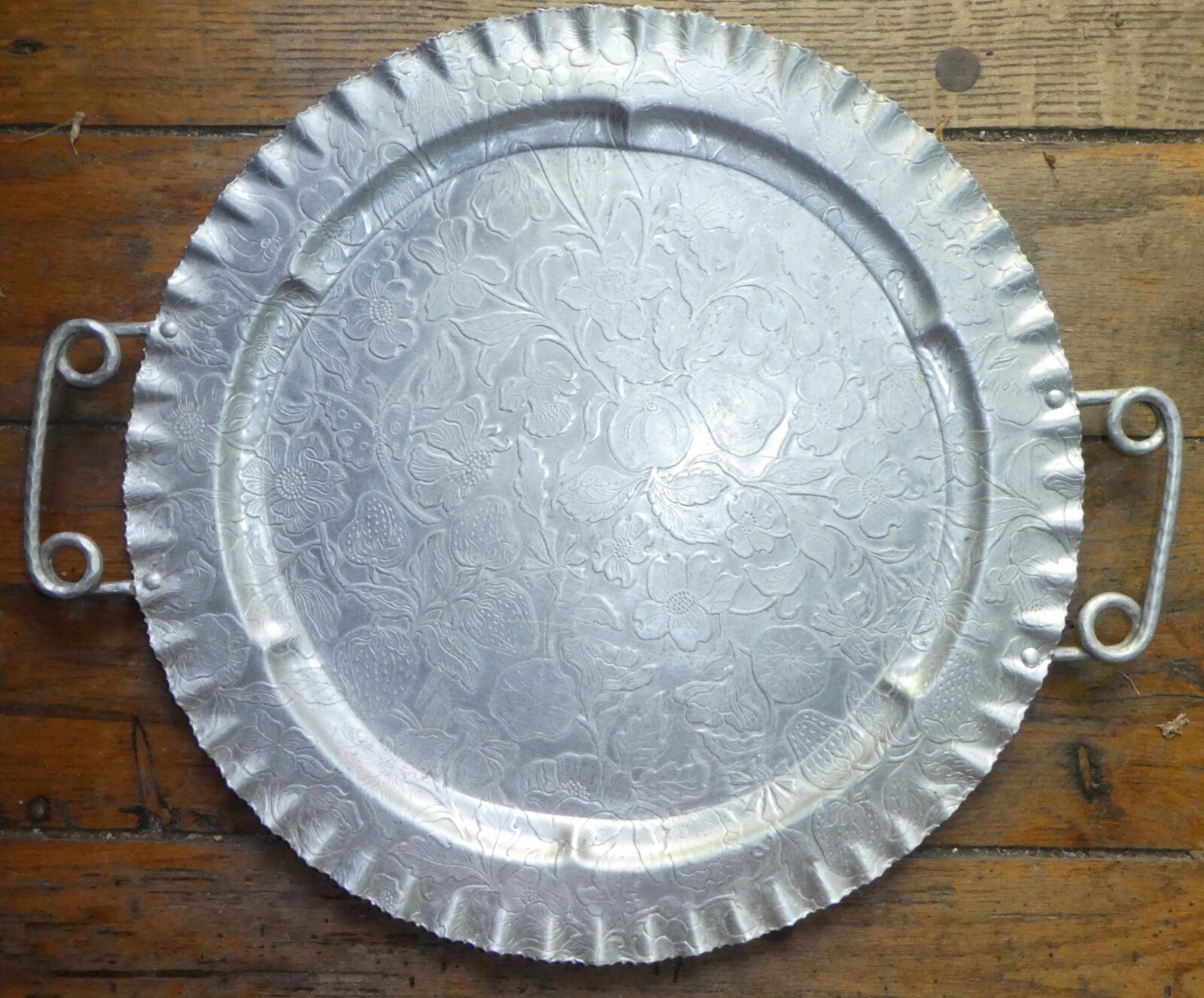 LARGE Twisted Handle ALUMINUM TRAY 15 3/4\