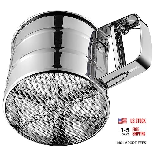 Flour Sifter, Stainless Steel Sifter for Baking, Double Layer Fine Mesh Baking Flour Sifter, Stainless Steel Sifter for Baking, Double Layer Fine Mesh Baking