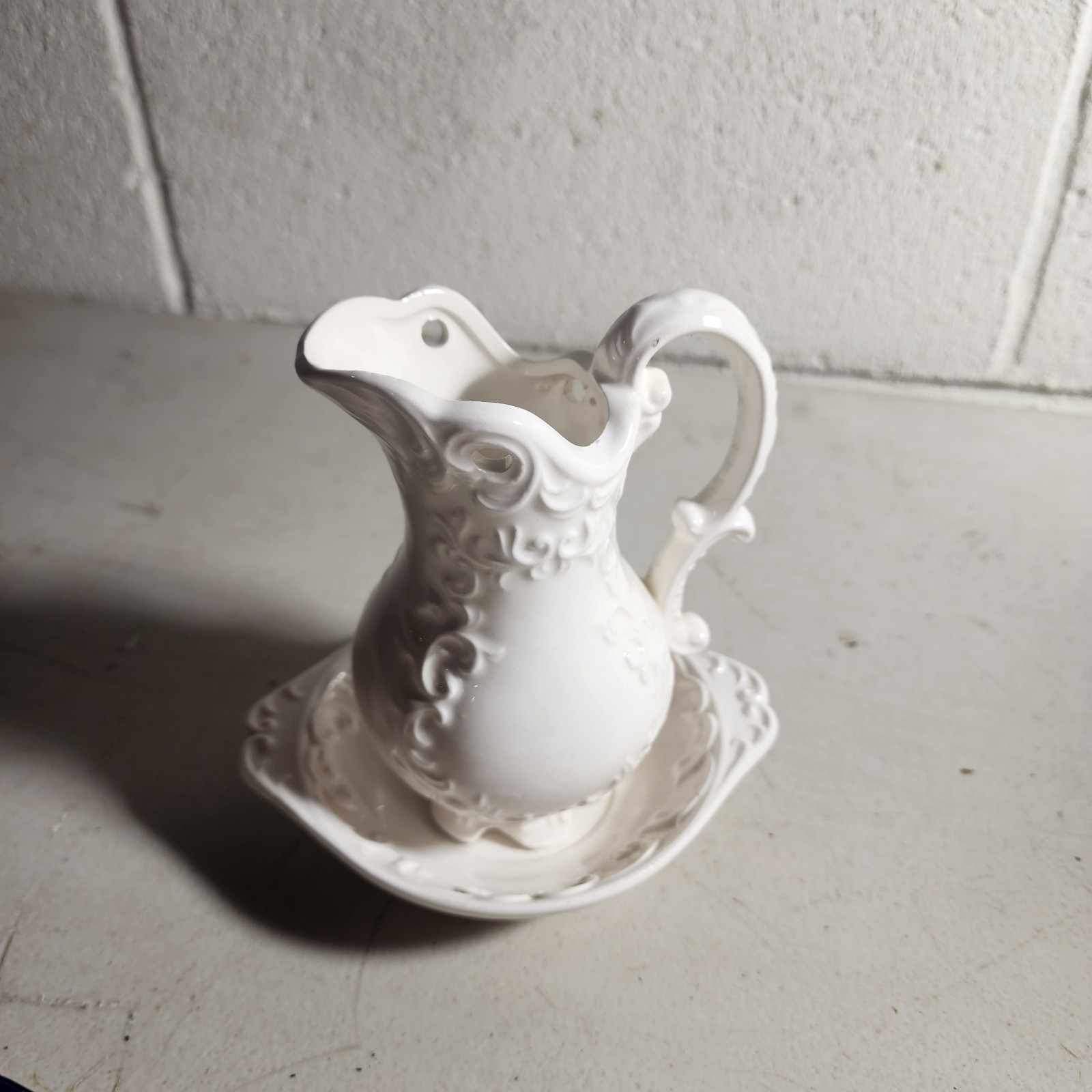 vintage Napcoware White Provincial ceramic or porcelain mini pitcher and...