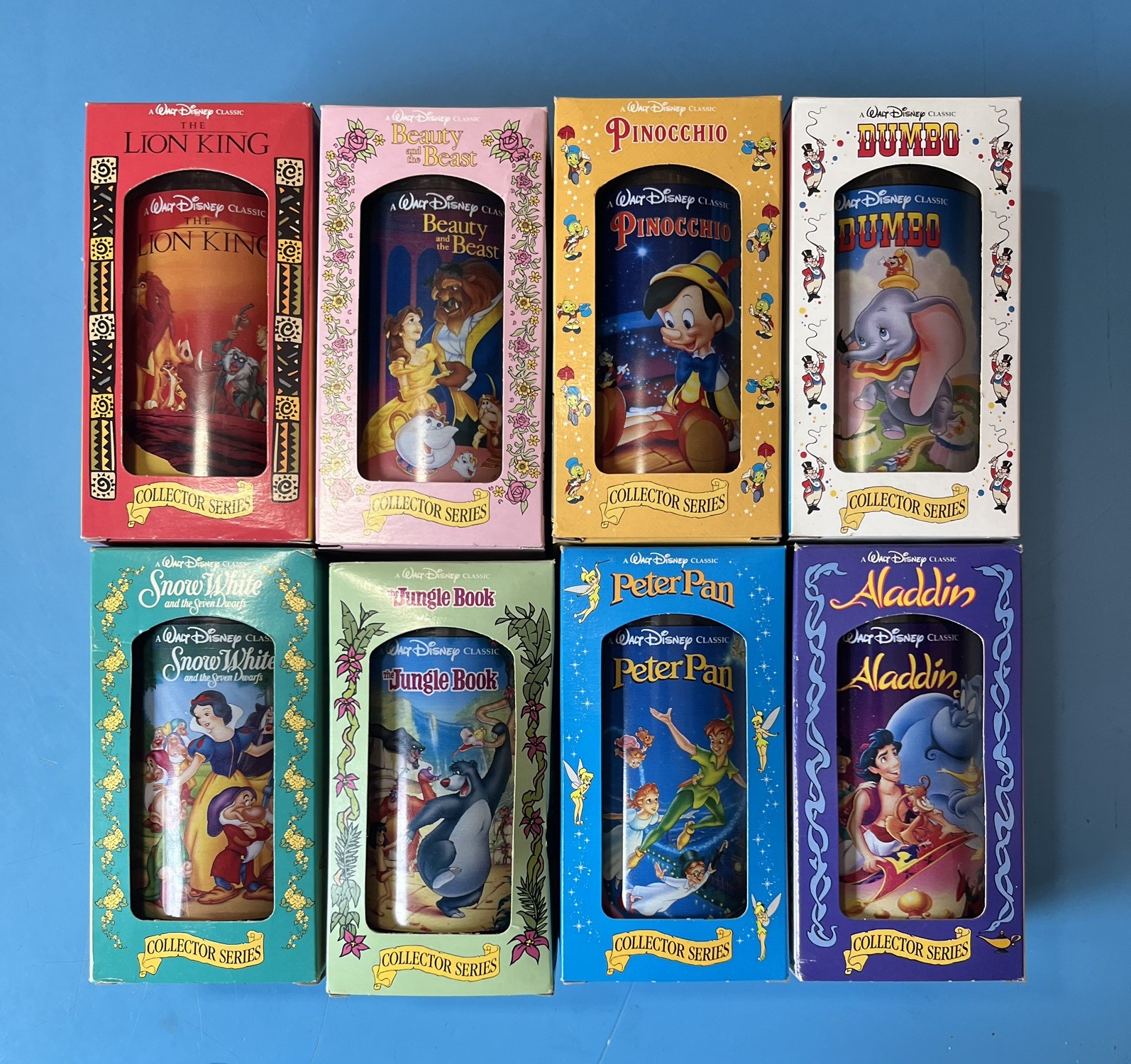 Burger King Disney Collector Series Plastic Cup Complete Set of  8pc 1994  