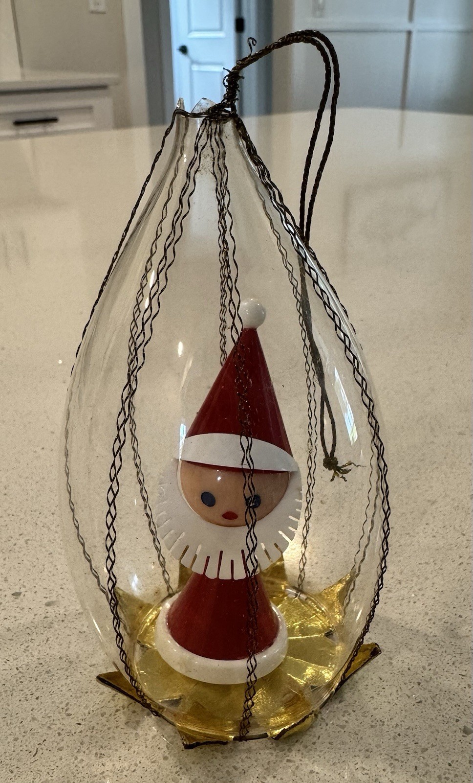 Vintage 60s Santa Claus Diorama Plastic Christmas Ornament Made In Germany