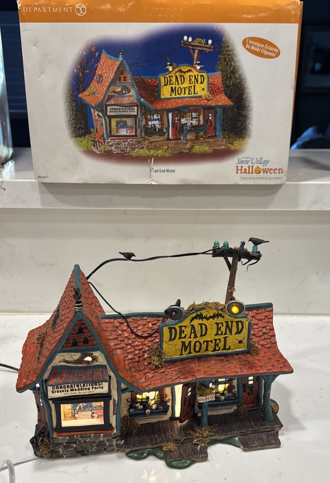 Dept 56 Snow Village Halloween Dead End Motel Blinking Lights 55377 Works