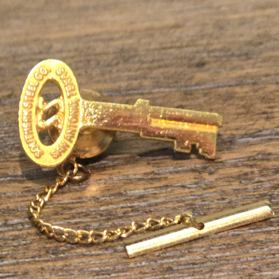 Southern Steel Co. San Antonio Texas Prison Key Shaped Lapel Pin Tie Tack