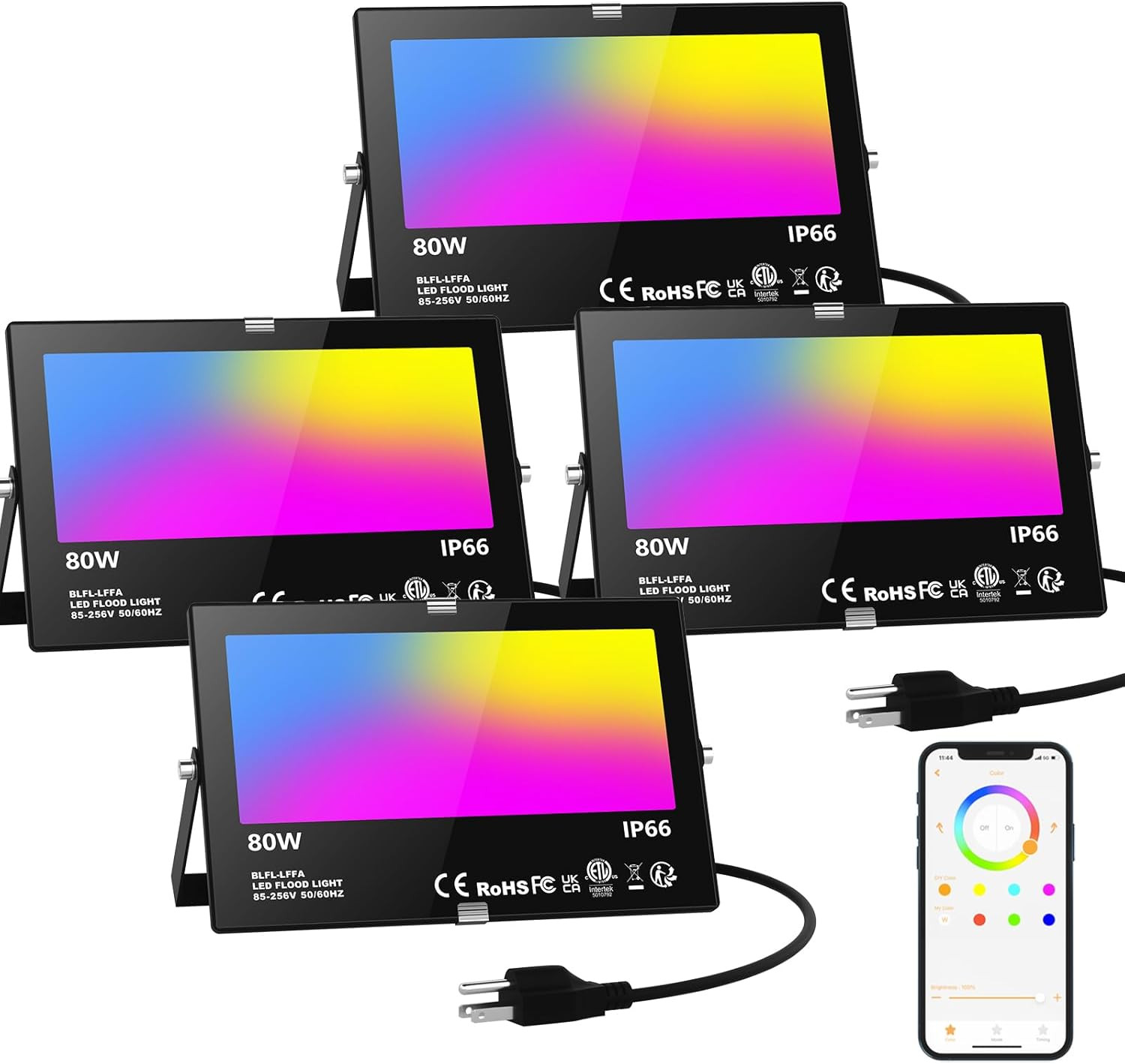 LED Flood Light Outdoor 800W Equivalent Smart RGB IP66 Landscape Lighting