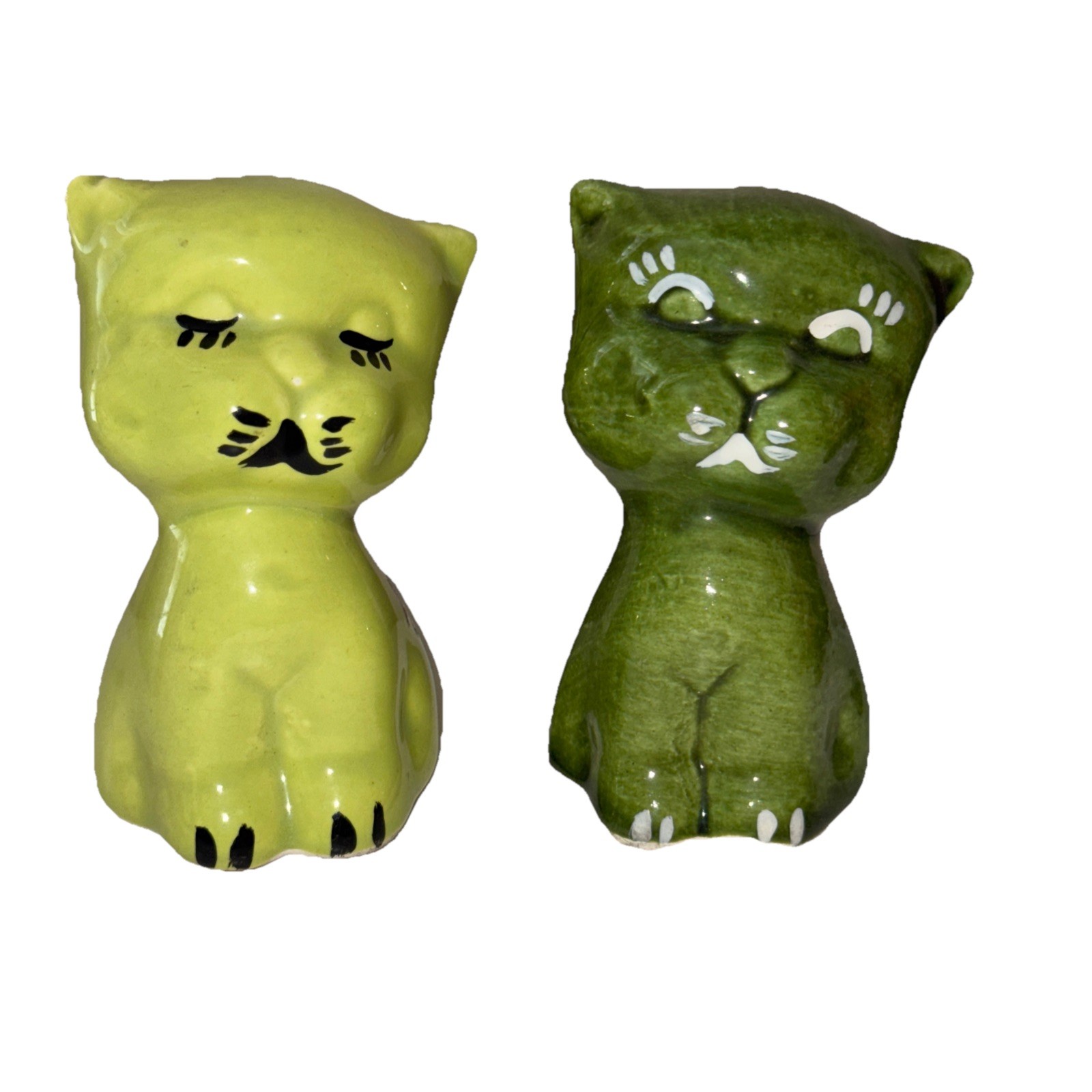 Vintage Green Kitty Cat Kitten Salt Pepper Shakers Hershey Park PA Pennsylvania