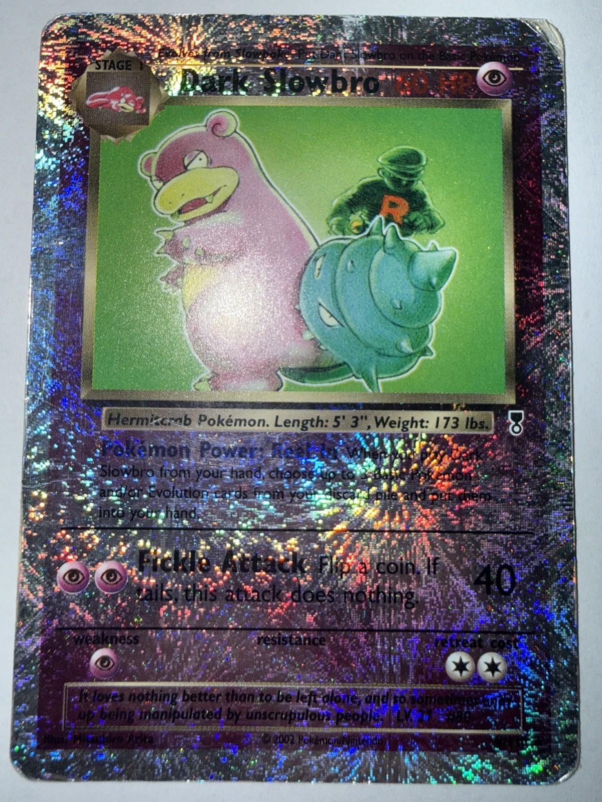 2002 Pokemon Legendary Dark Slowbro Reverse Holo #8/110