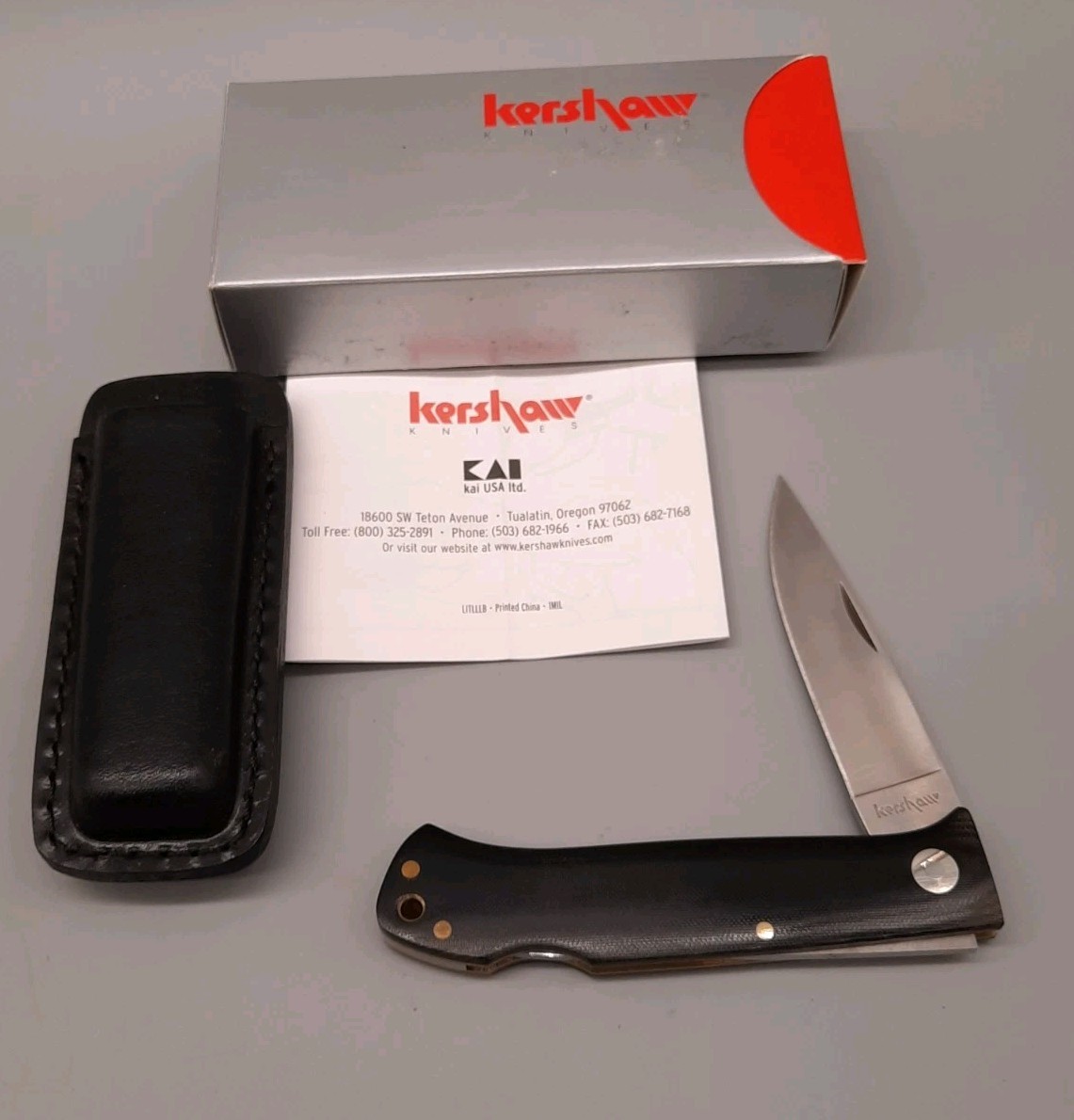 Kershaw Folding Lockback Knife 1993-2 Gents Hunter Micarta Vg-10 W/Box 2 Sheaths